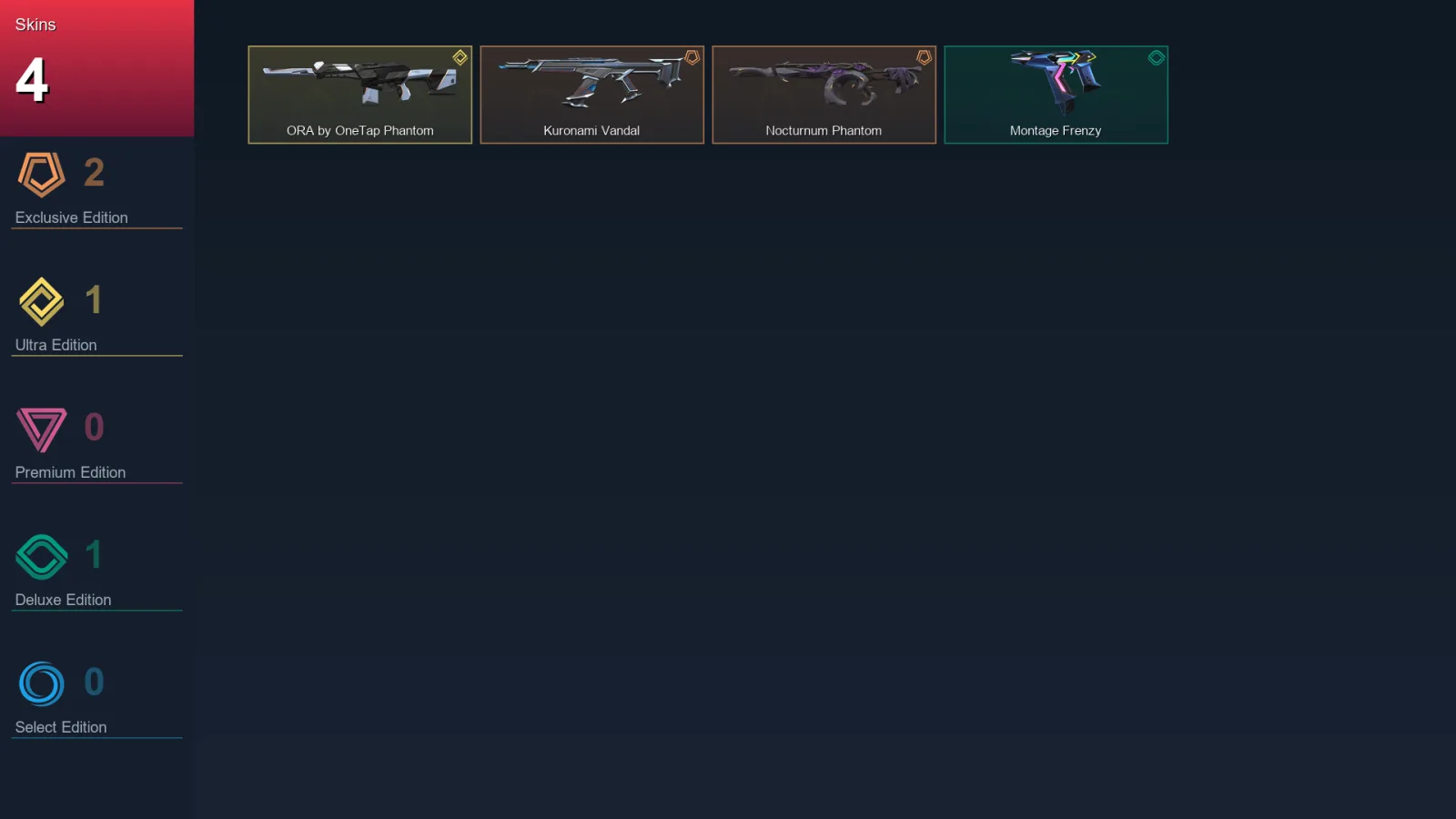 AP | Lv40 | Unranked | 4 Skin | 13 Agent | 9 Buddy