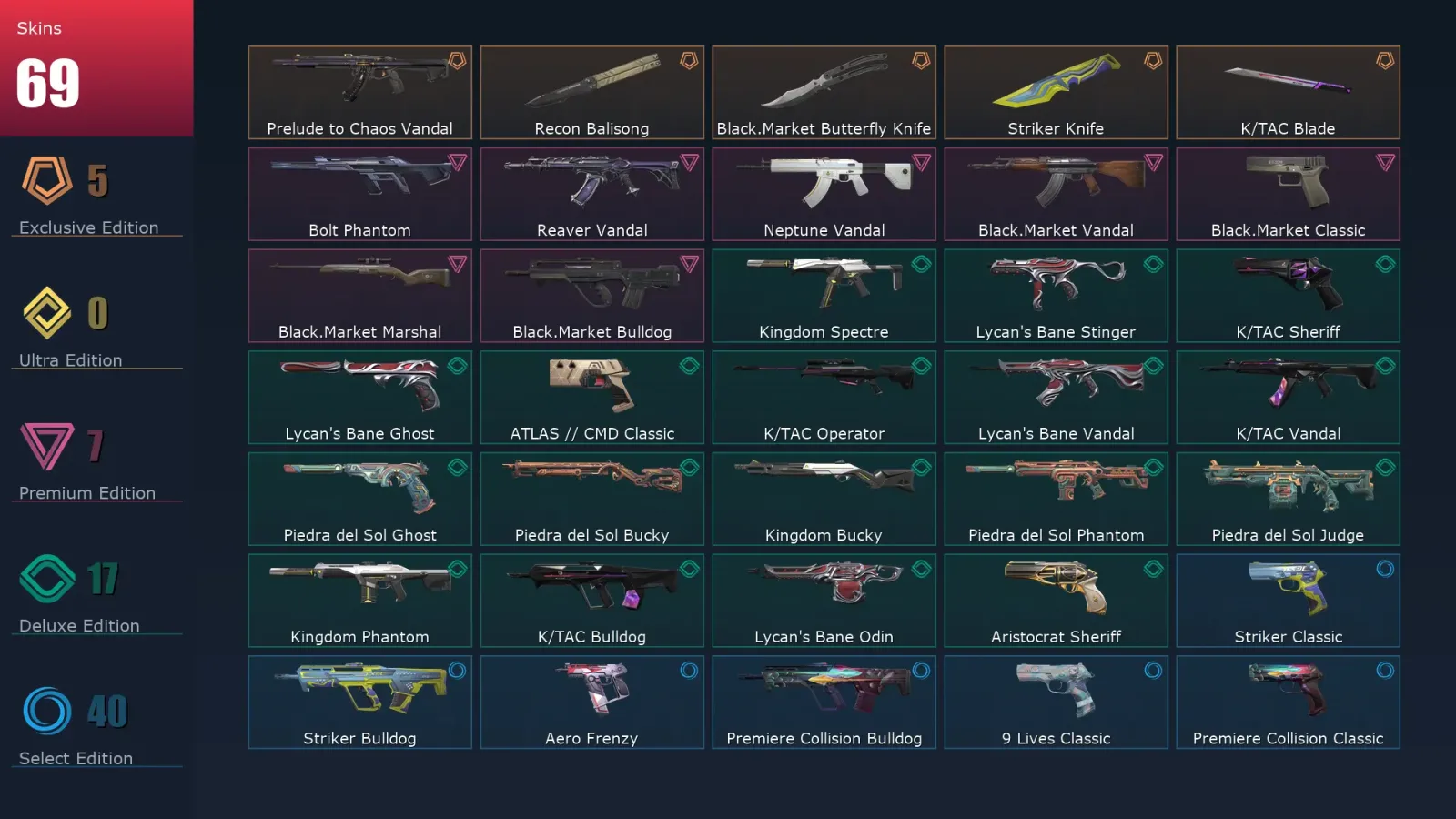 [Valorant] | EU | Level 205 | 28 Agents | 69 Skins — Valorant account