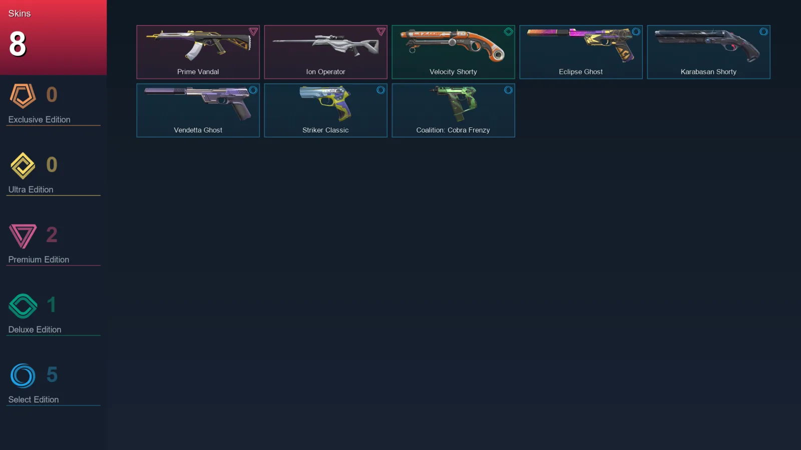 EU | Lv113 | Unranked | 8 Skin | 19 Agent | 36 Buddy
