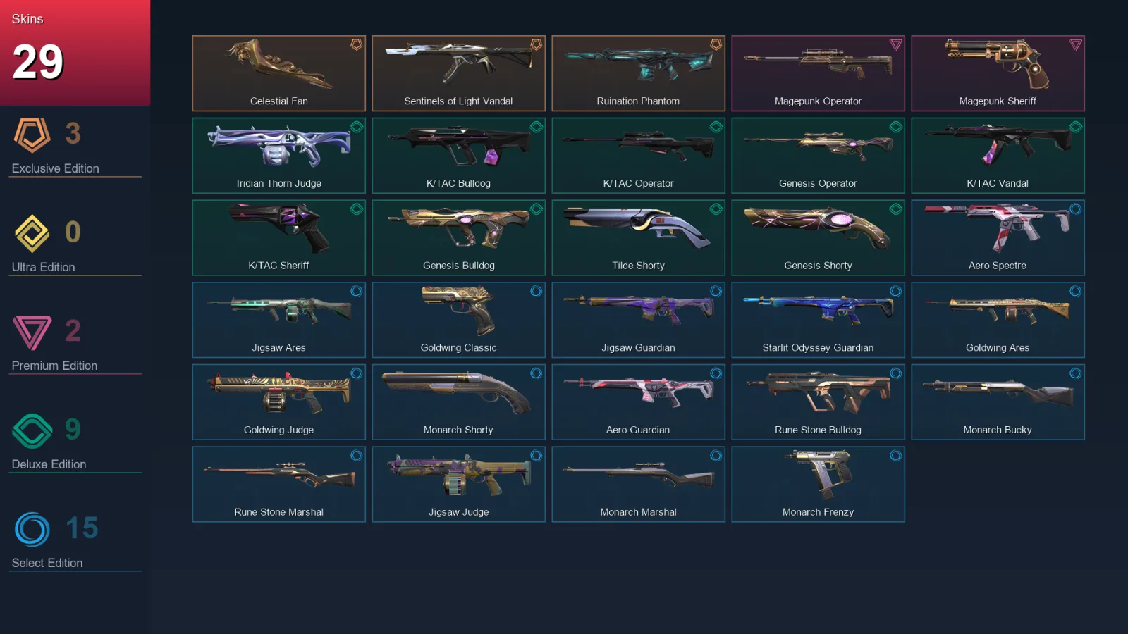 AP | Lv84 | Unranked | 29 Skin | 22 Agent | 45 Buddy