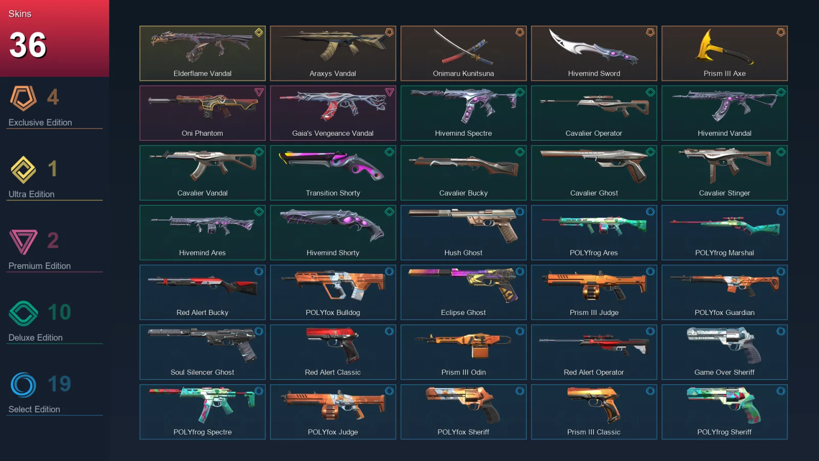 AP | Lv95 | Unranked | 36 Skin | 23 Agent | 48 Buddy