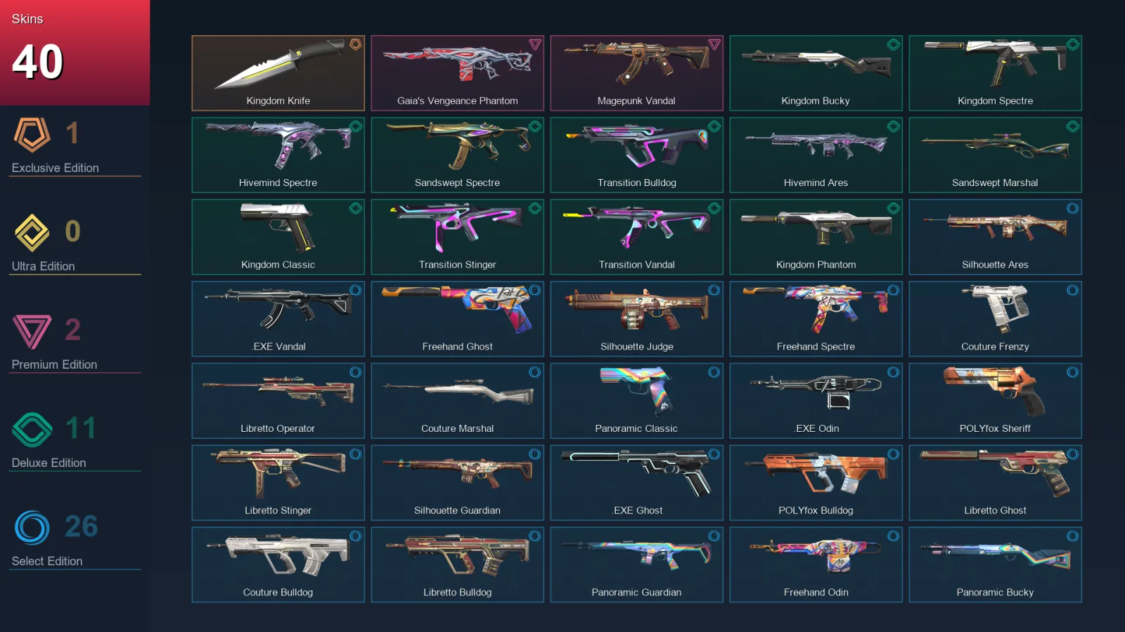 NA | Lv35 | Unranked | 40 Skin | 15 Agent | 36 Buddy