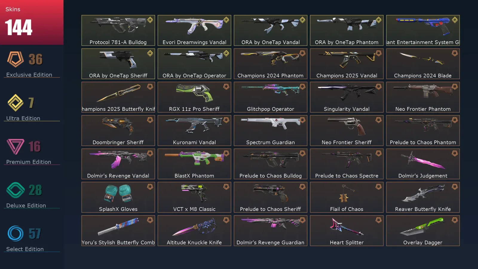 [Valorant] | EU | Level 159 | Bronze 3 | 24 Agents | 144 Skins — Valorant account