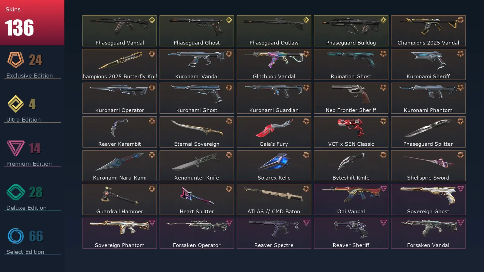 [Valorant] | EU | Level 247 | Diamond 1 | 29 Agents | 136 Skins — Valorant account