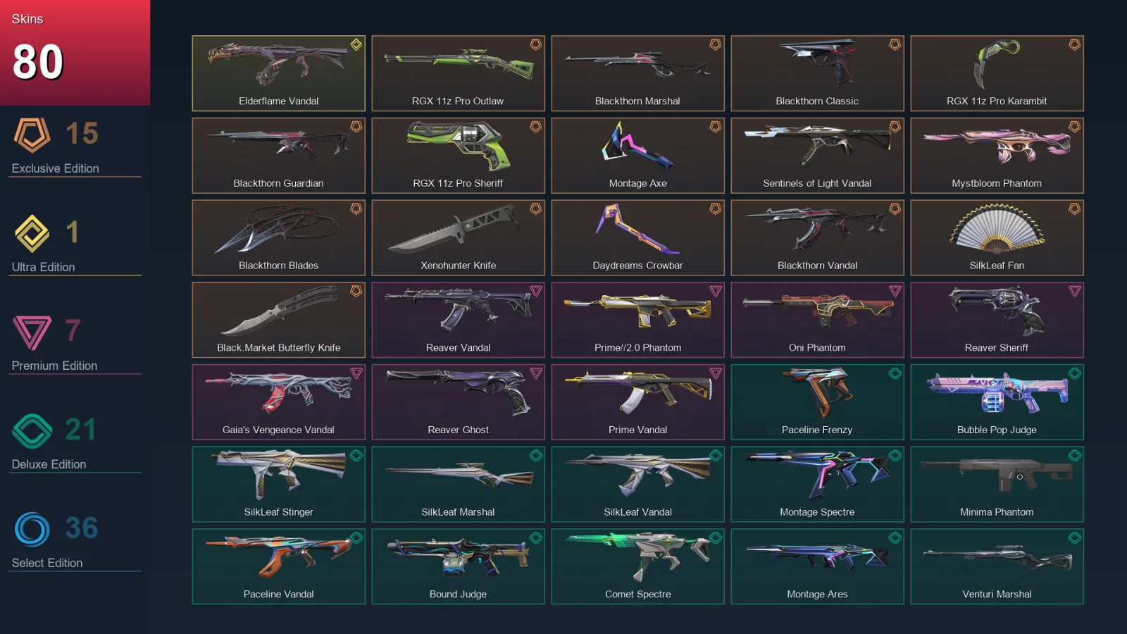 EU | Lv65 | Unranked | 80 Skin | 22 Agent | 52 Buddy