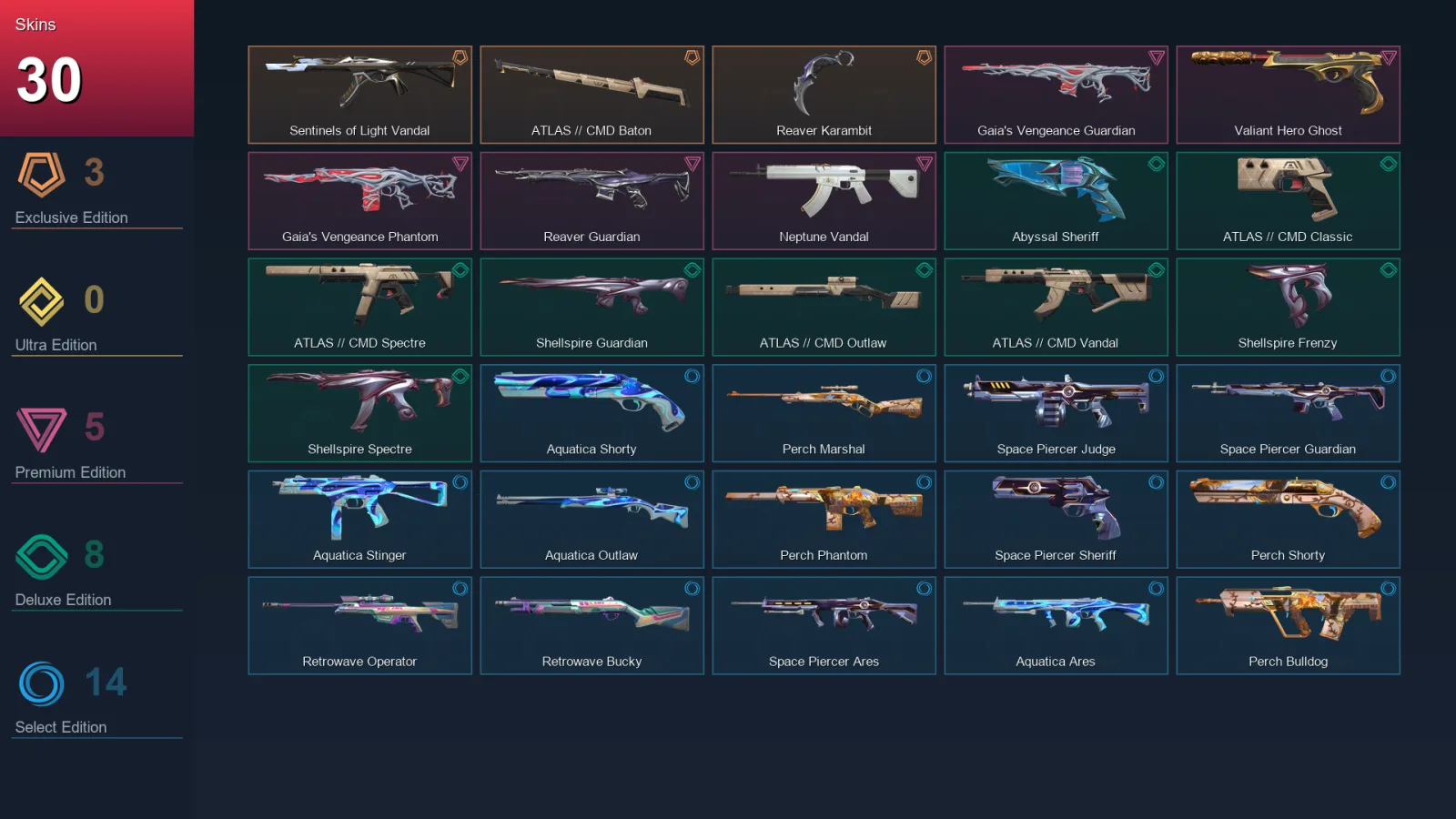 EU | Lv46 | Unranked | 30 Skin | 13 Agent | 31 Buddy