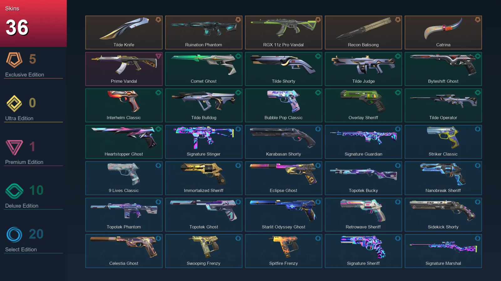 EU | Lv303 | Unranked | 36 Skin | 28 Agent | 124 Buddy — Ruination Phantom