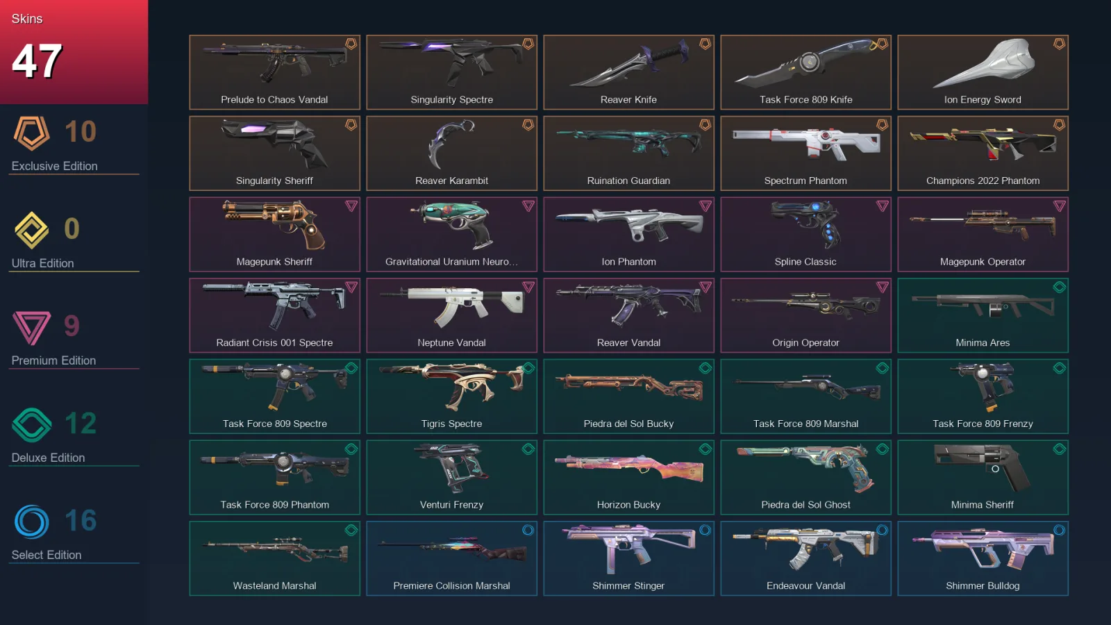 NA | Lv49 | Unranked | 47 Skin | 17 Agent | 25 Buddy
