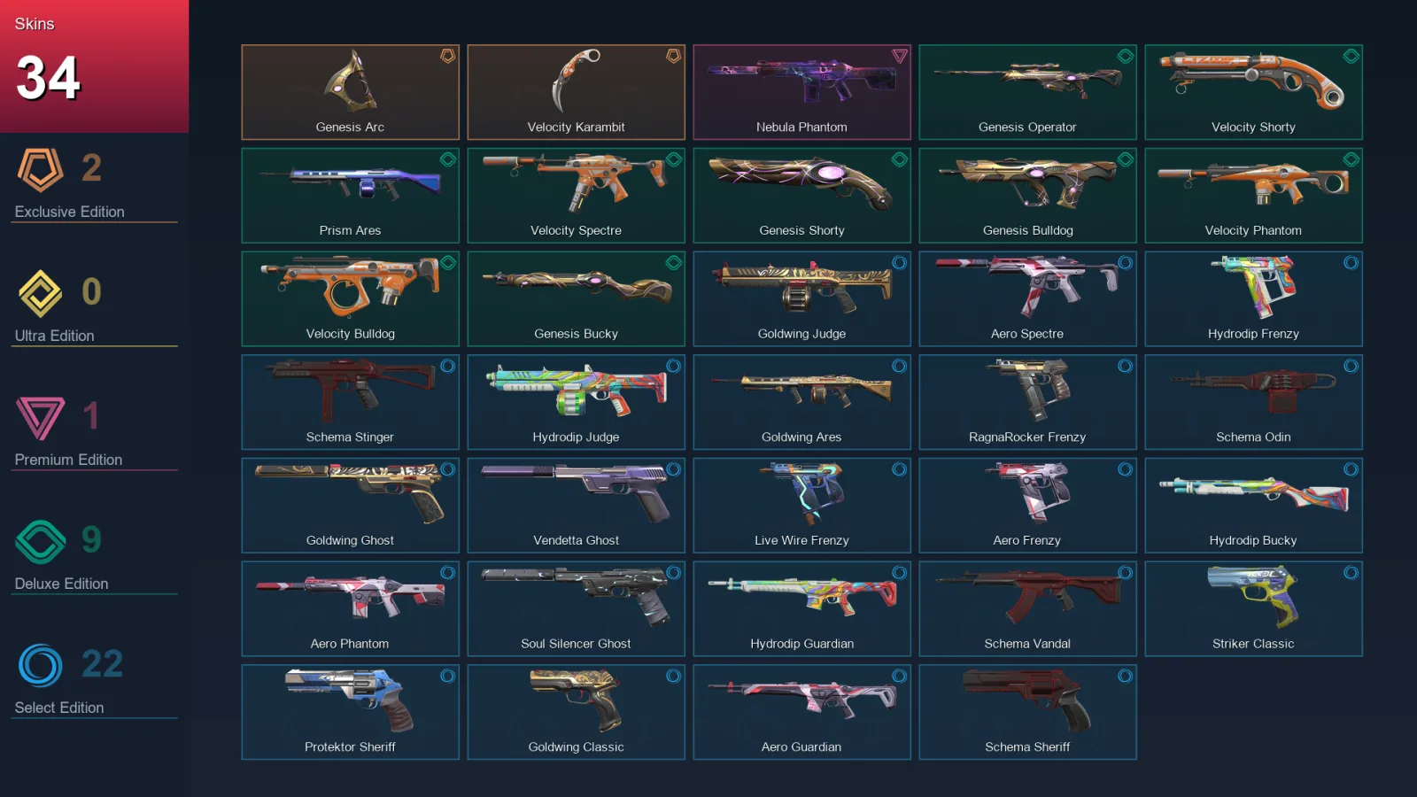 AP | Lv108 | Unranked | 34 Skin | 22 Agent | 58 Buddy — Valorant account