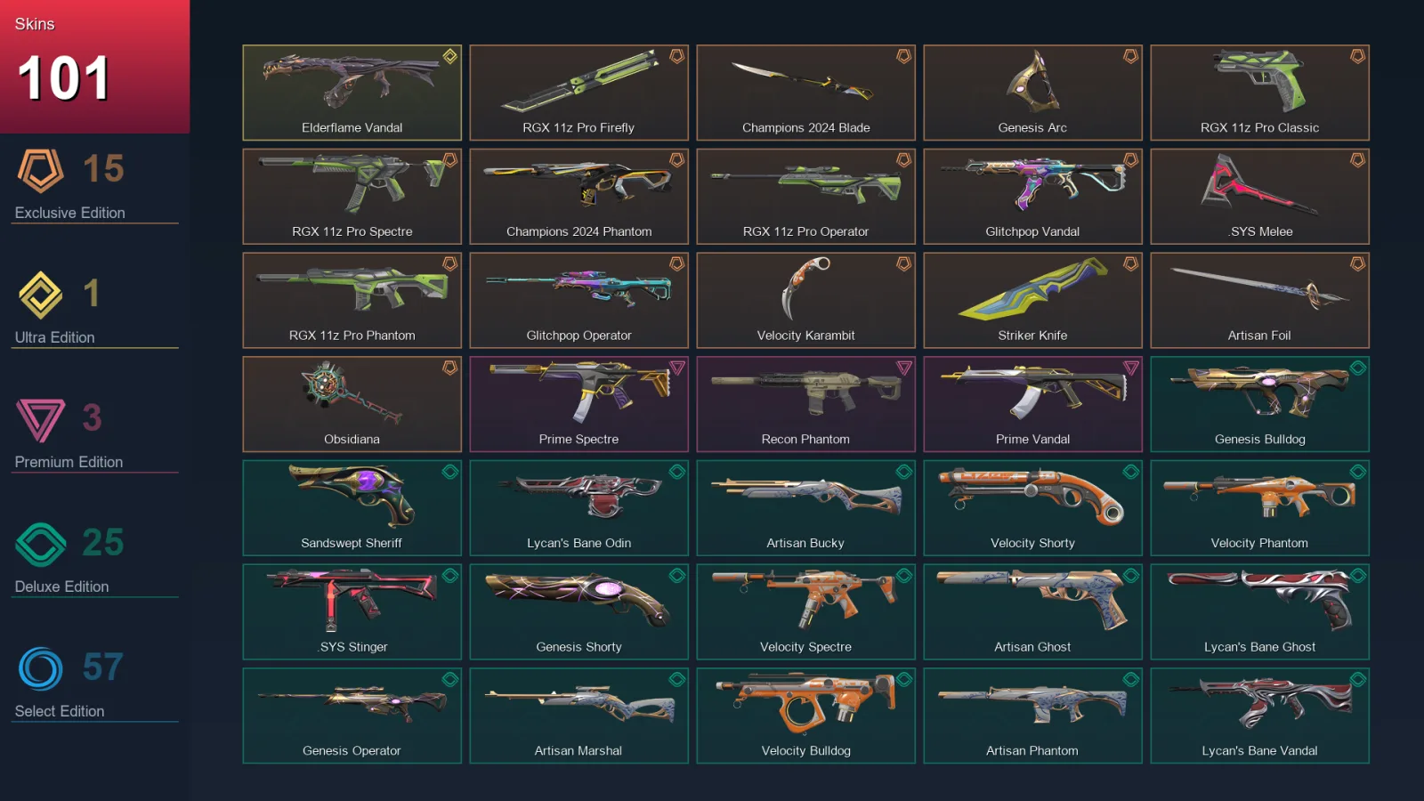 EU | Lv205 | Unranked | 101 Skin | 27 Agent | 114 Buddy — Valorant account