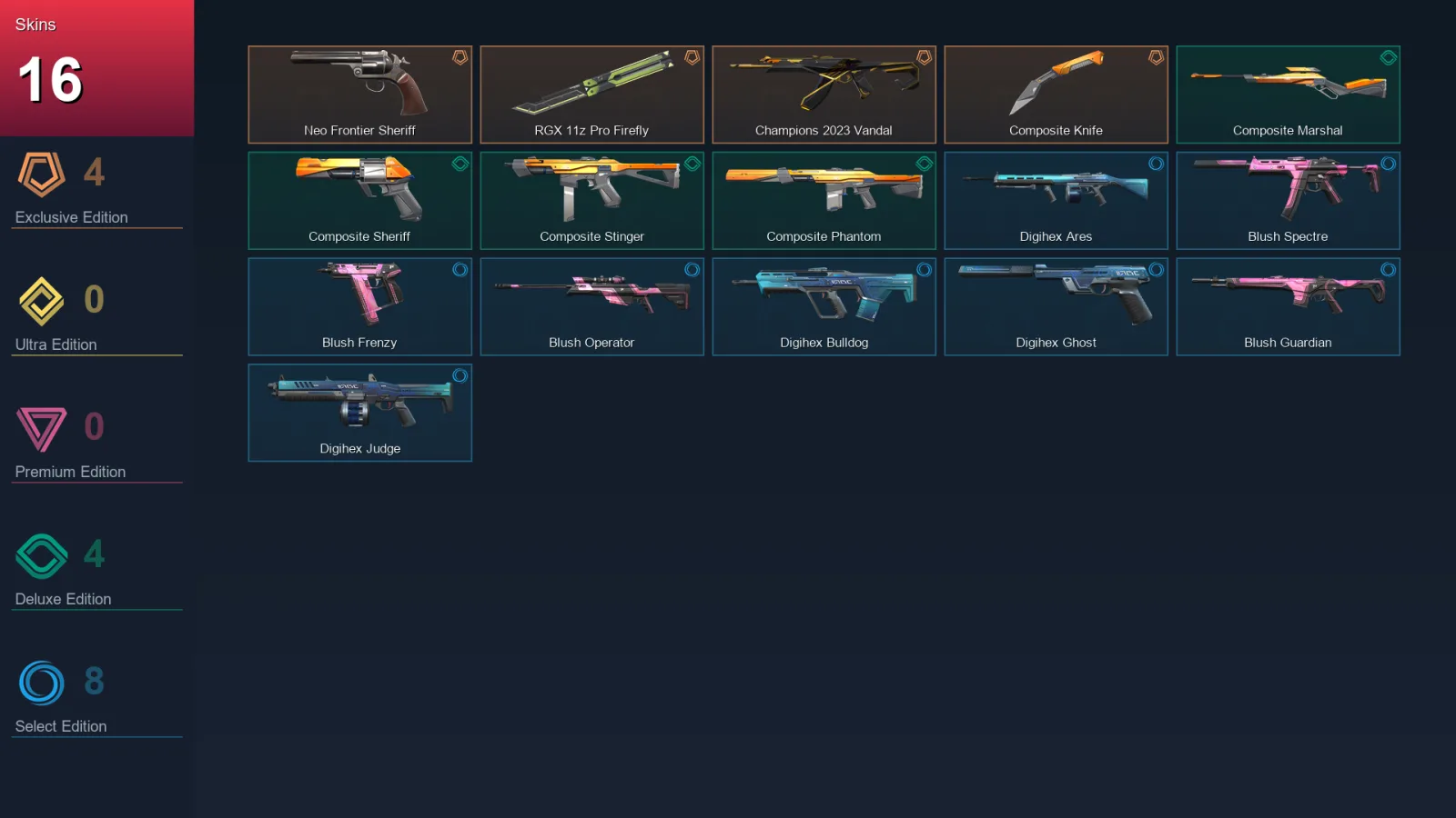 EU | Lv49 | Unranked | 16 Skin | 20 Agent | 24 Buddy