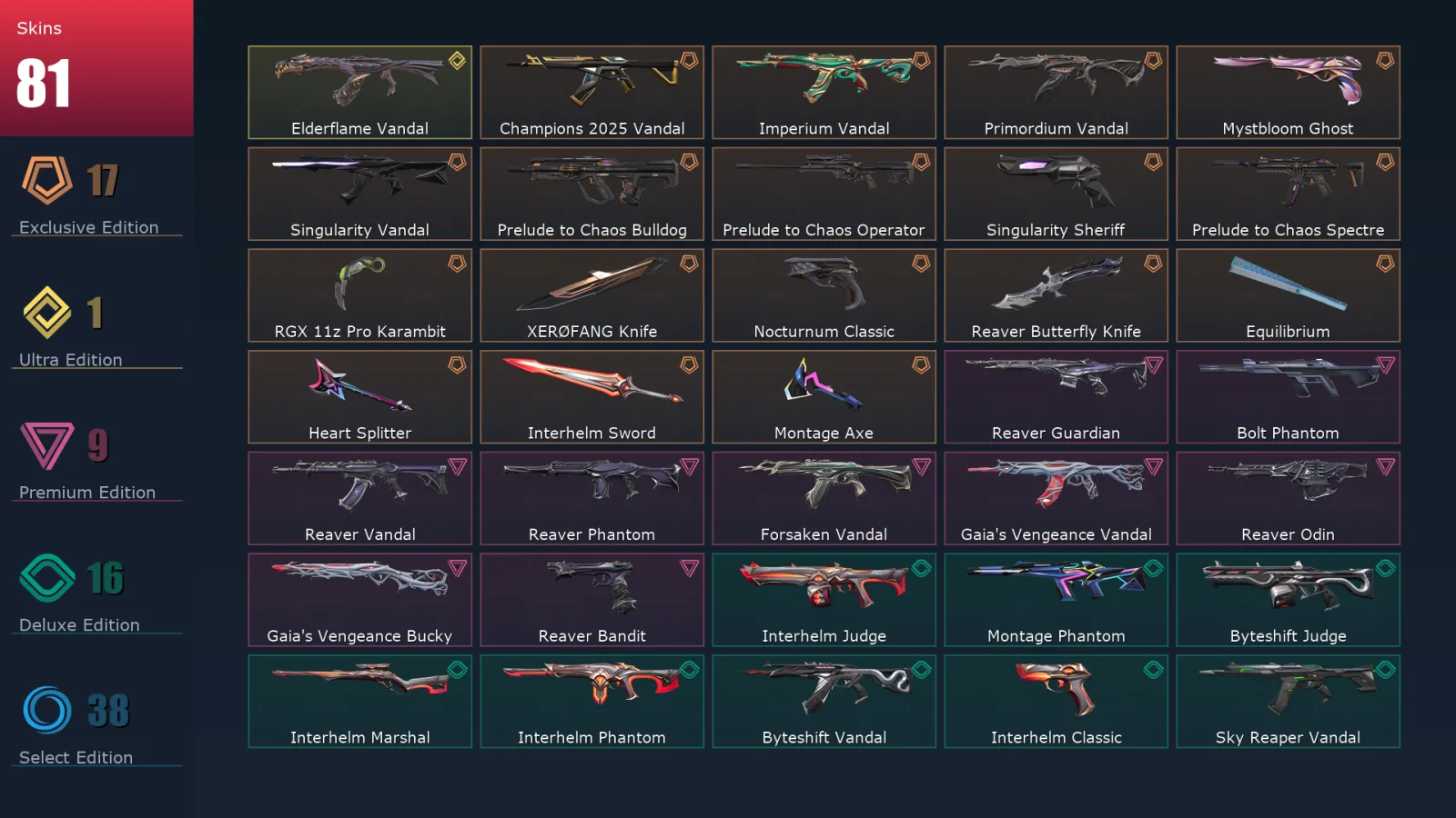 [Valorant] | EU | Level 89 | Diamond 3 | 28 Agents | 81 Skins