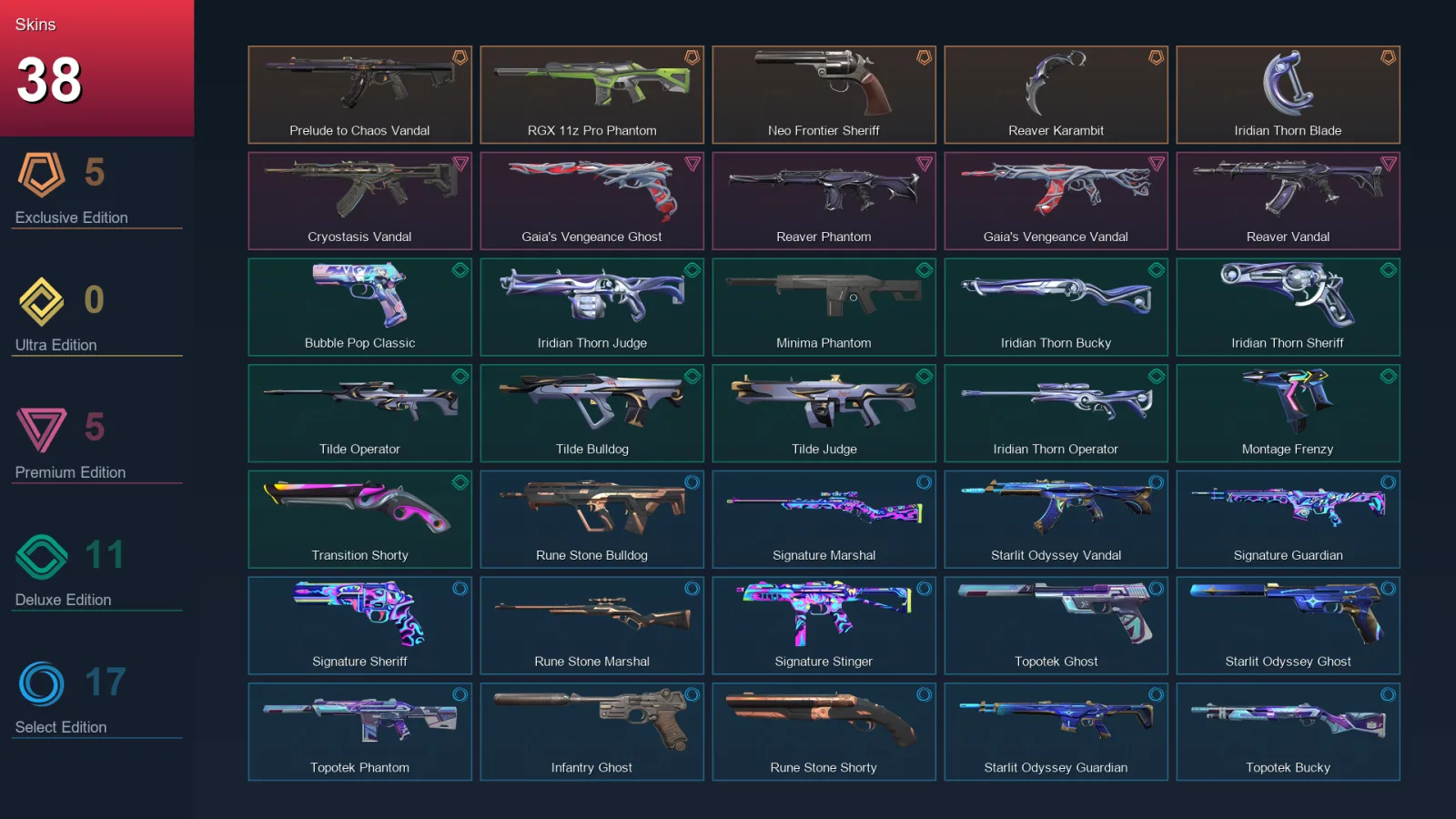 EU | Lv174 | Unranked | 38 Skin | 29 Agent | 80 Buddy