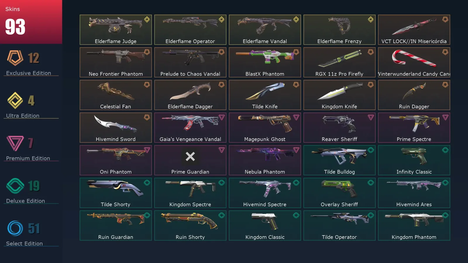 [Valorant] | EU | Level 288 | Diamond 2 | 29 Agents | 93 Skins — Valorant account