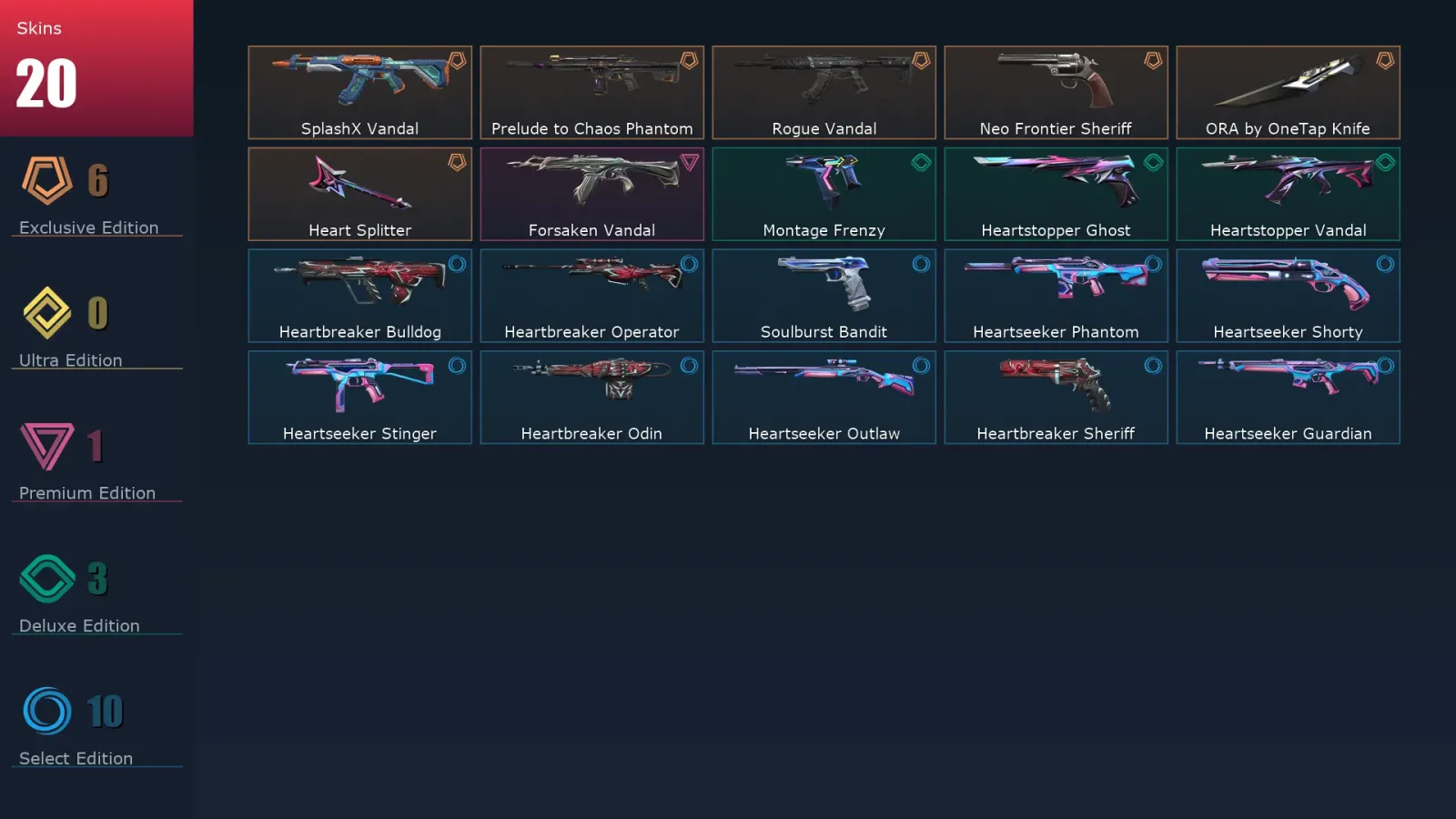 [Valorant] | EU | Level 58 | 18 Agents | 20 Skins — Valorant account