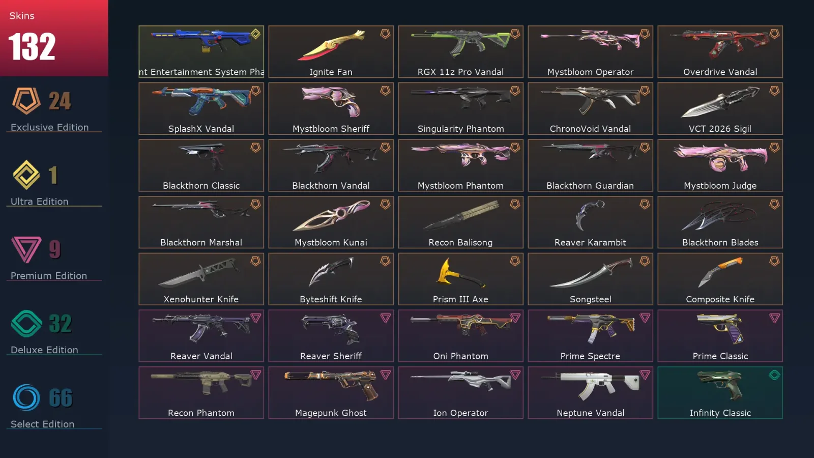 [Valorant] | EU | Level 500 | Diamond 1 | 29 Agents | 132 Skins