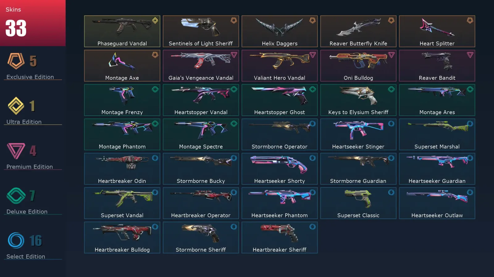 [Valorant] | EU | Level 62 | Ascendant 1 | 16 Agents | 33 Skins — Valorant account