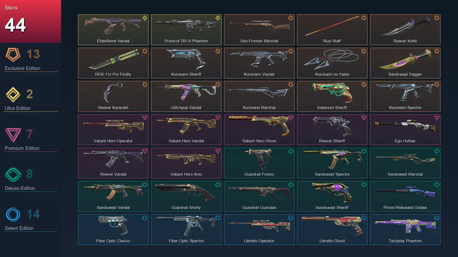 EU | Lv73 | Unranked | 44 Skin | 21 Agent | 30 Buddy — Valorant account