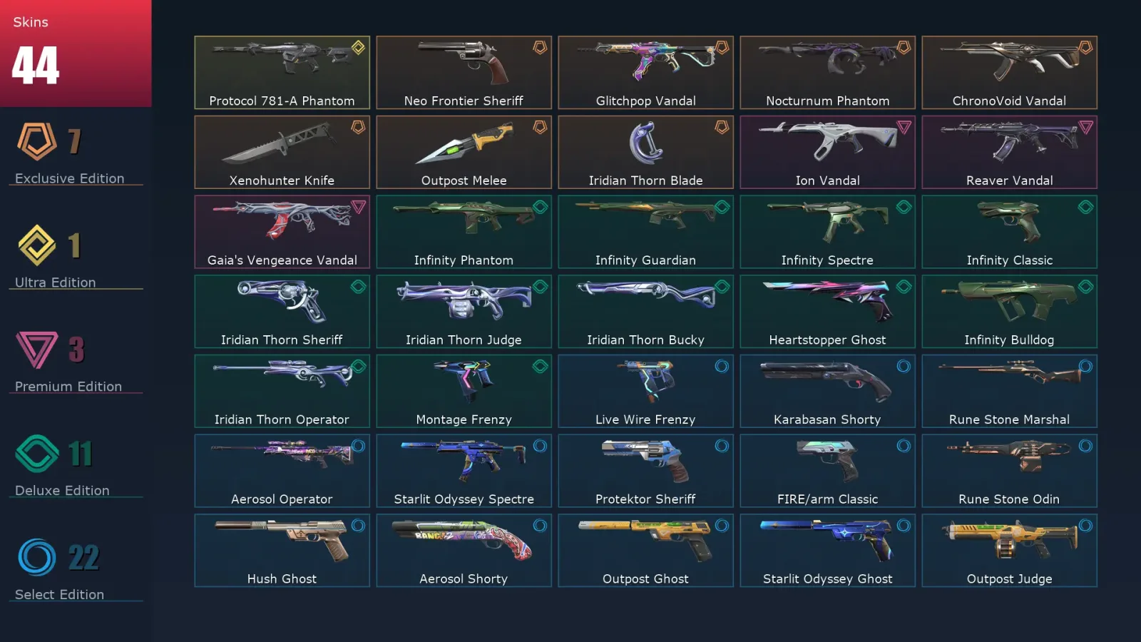 [Valorant] | EU | Level 157 | Ascendant 2 | 21 Agents | 44 Skins — Valorant account