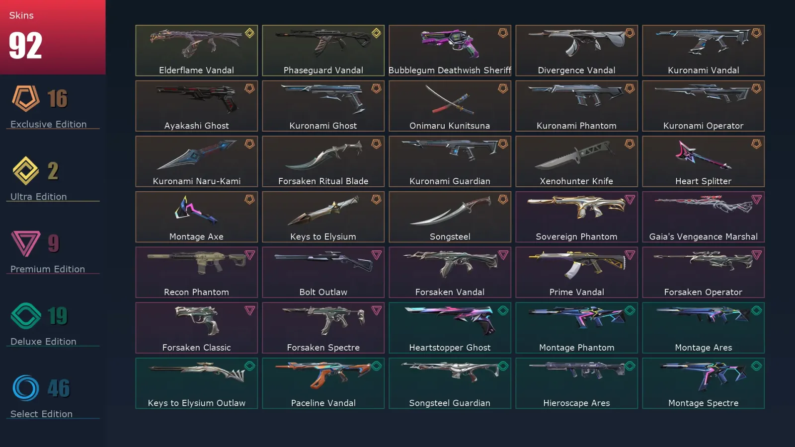 [Valorant] | EU | Level 188 | Silver 3 | 29 Agents | 92 Skins — Valorant account