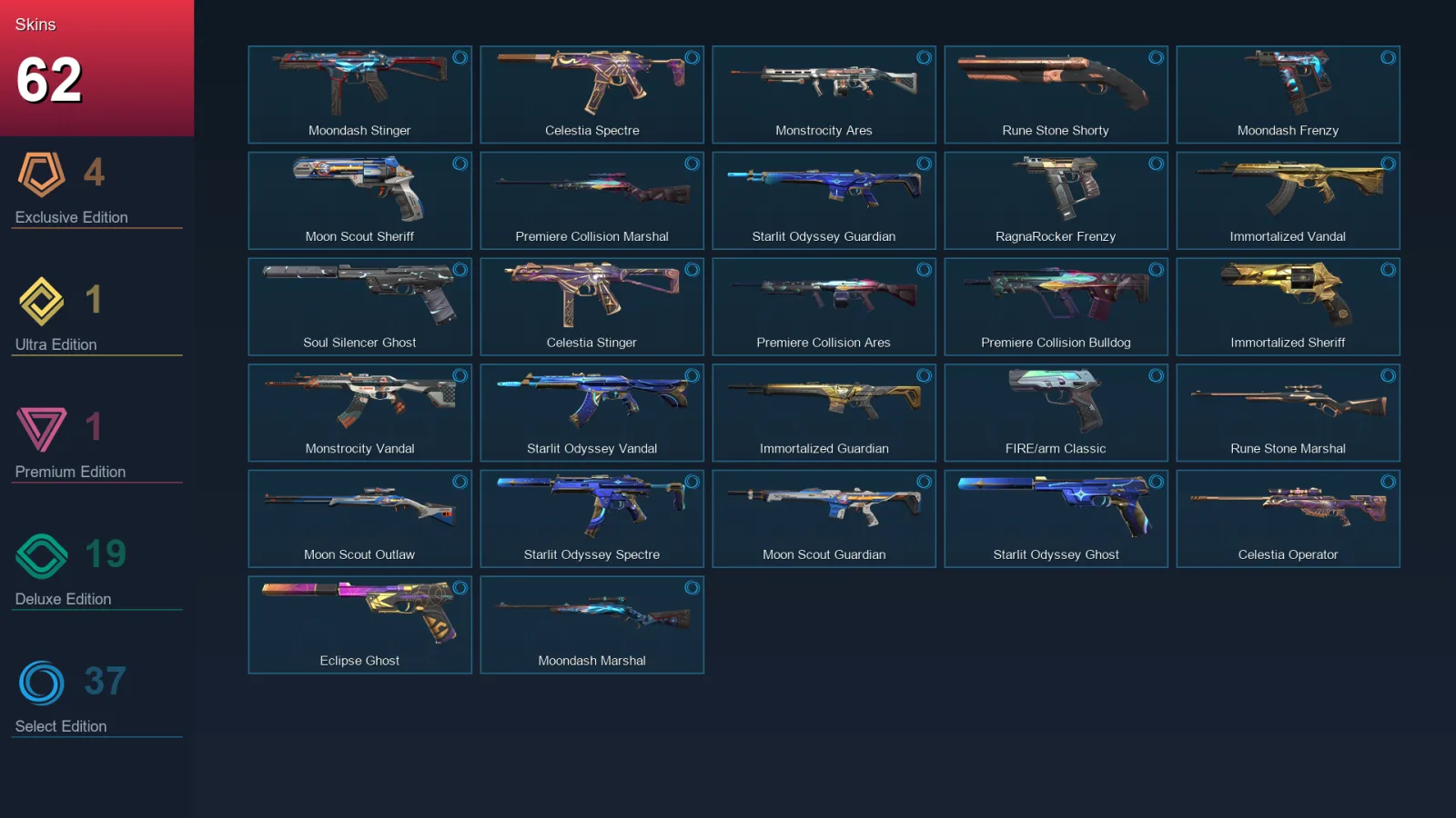 AP | Lv171 | Unranked | 62 Skin | 28 Agent | 101 Buddy — Valorant account