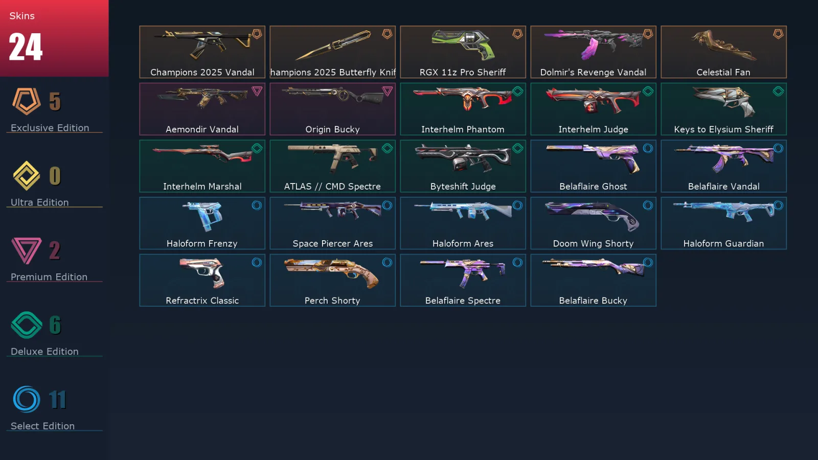 [Valorant] | EU | Level 57 | 20 Agents | 24 Skins