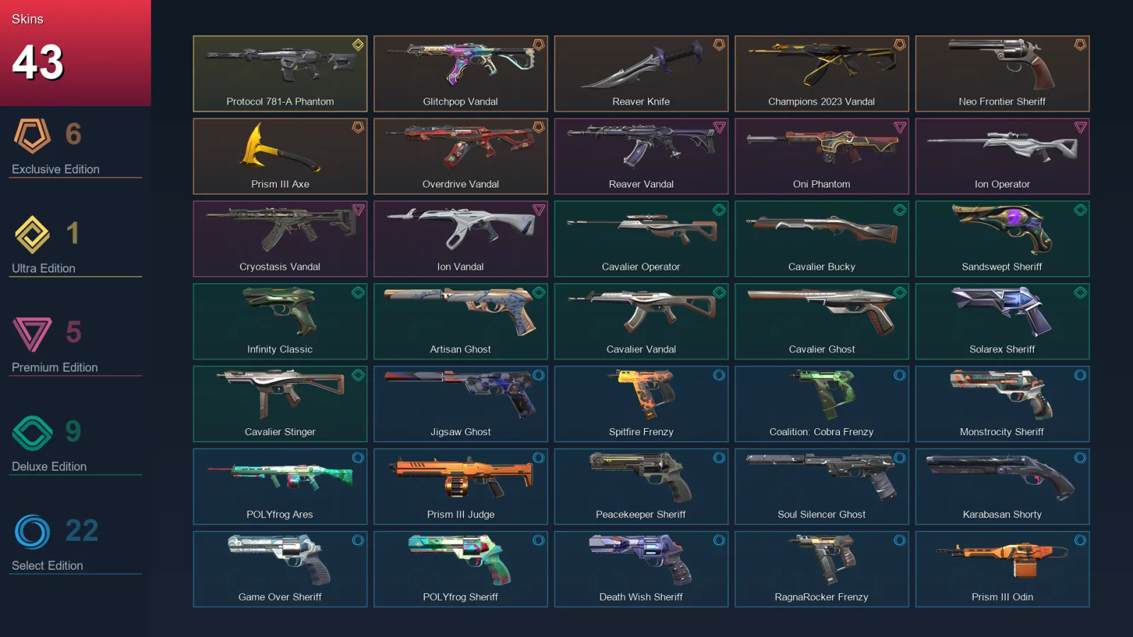AP | Lv272 | Unranked | 43 Skin | 28 Agent | 116 Buddy