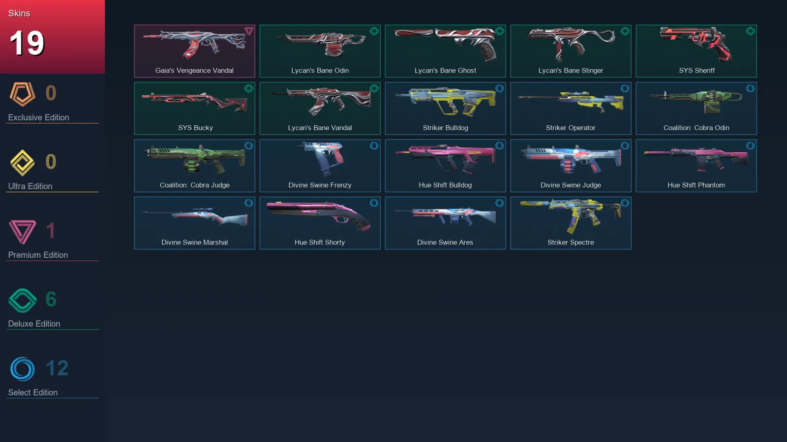 EU | Lv37 | Unranked | 19 Skin | 14 Agent | 25 Buddy