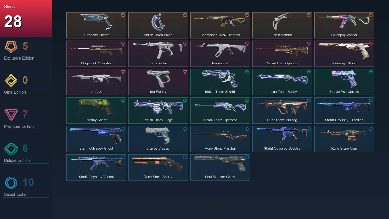 EU | Lv113 | Unranked | 28 Skin | 27 Agent | 58 Buddy