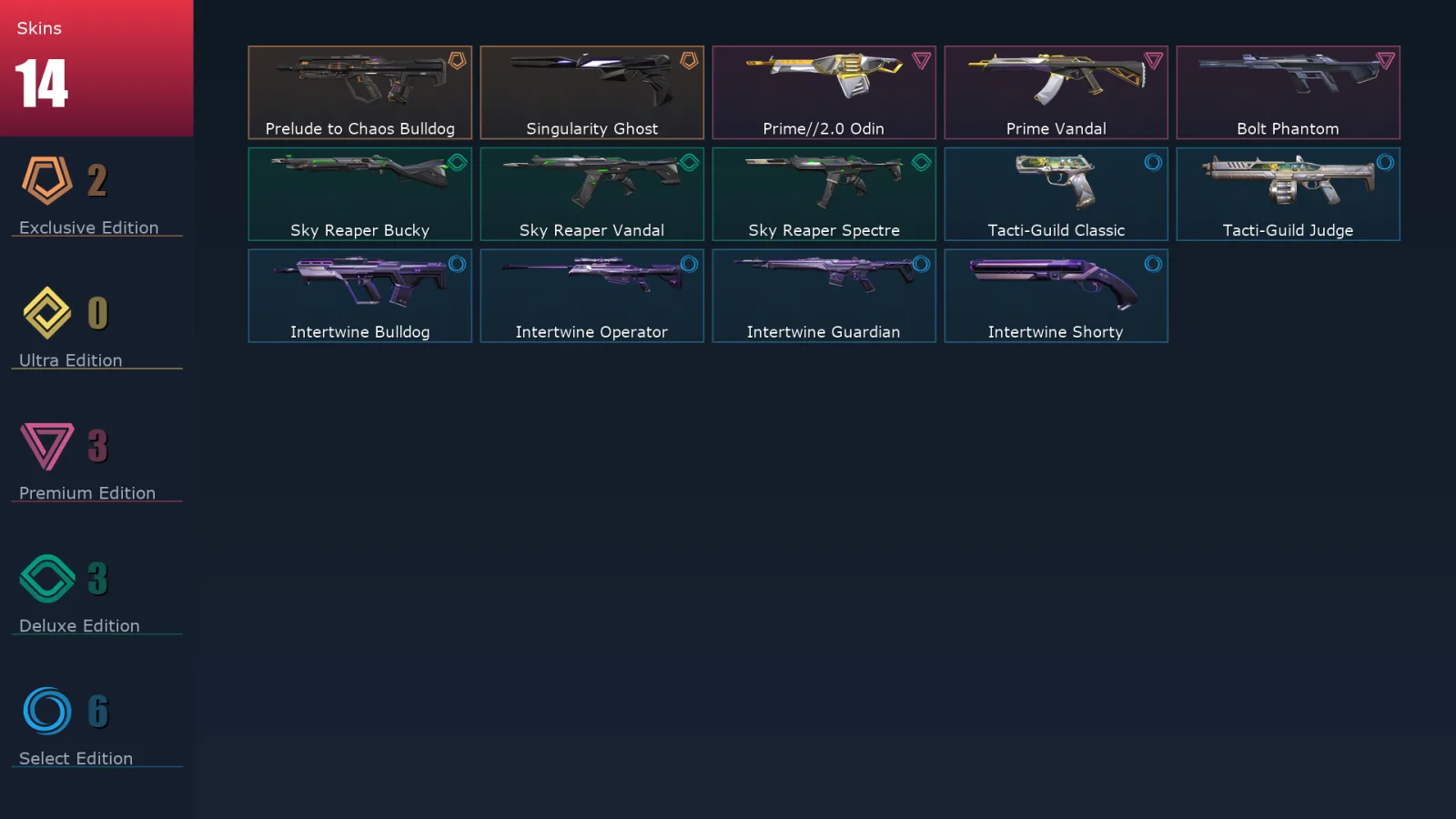 [Valorant] | EU | Level 17 | 6 Agents | 14 Skins