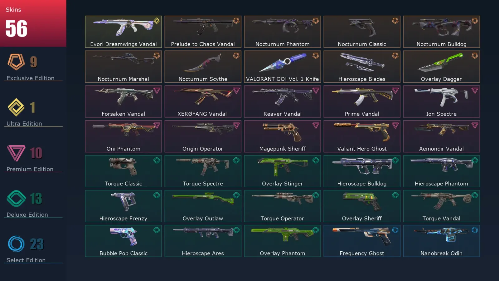 [Valorant] | EU | Level 103 | Gold 2 | 28 Agents | 56 Skins — Valorant account