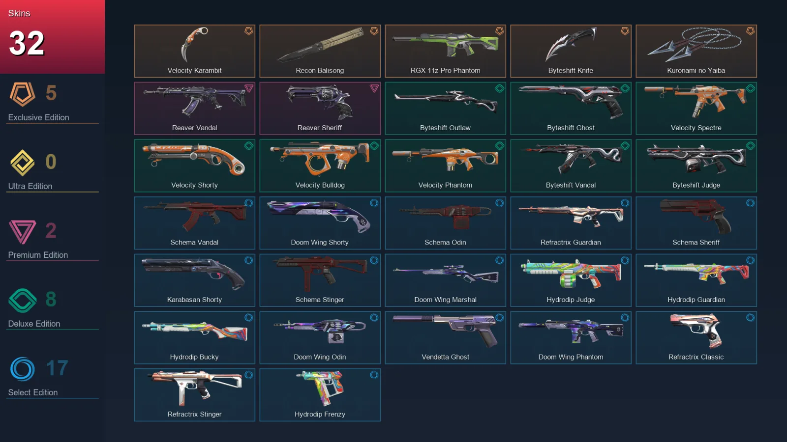 EU | Lv108 | Unranked | 32 Skin | 27 Agent | 67 Buddy — Valorant account