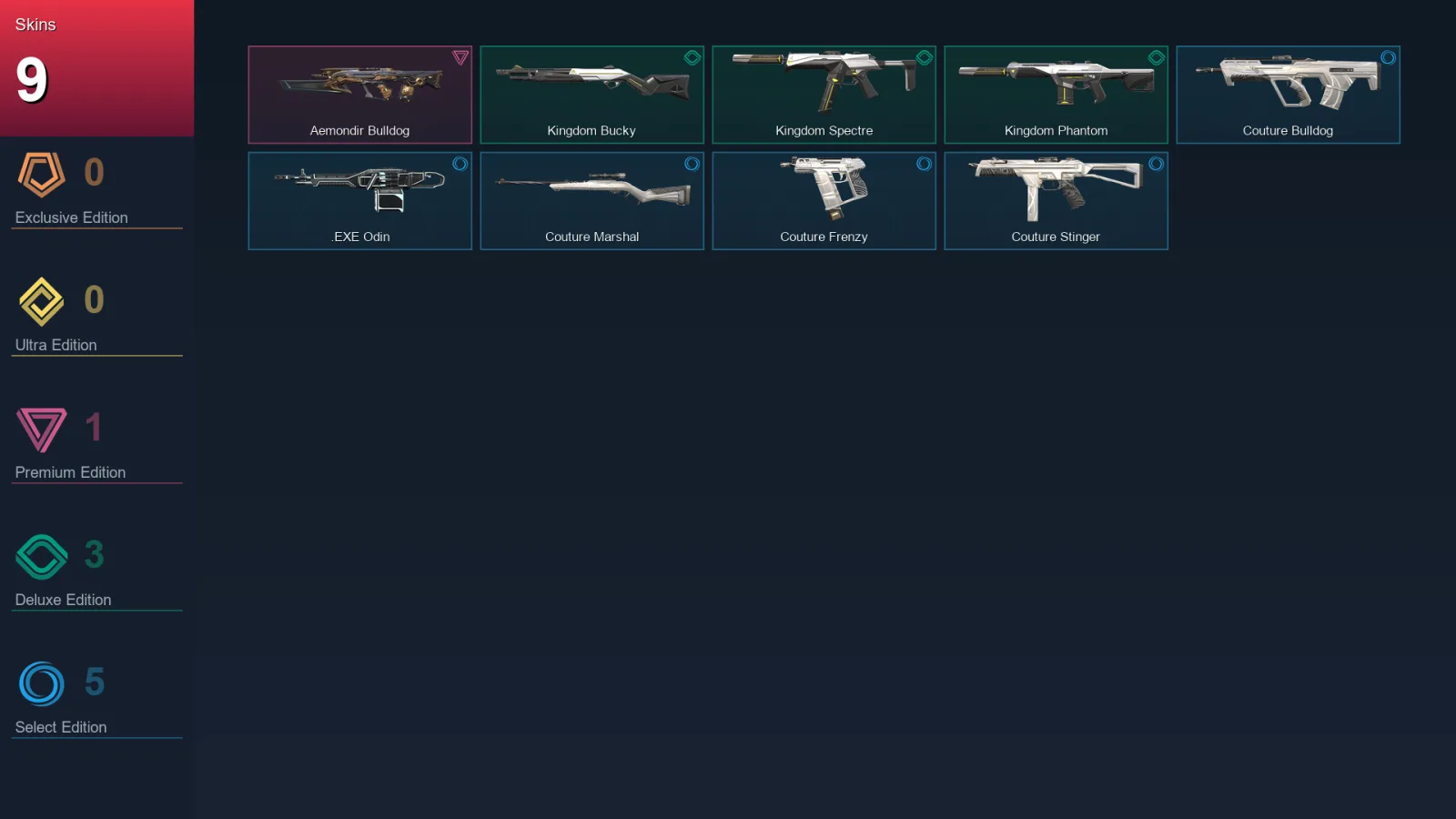 EU | Aemondir Bulldog | Kingdom Bucky | Kingdom Spectre | Kingdom Phantom | 9 Skin | 7 Agent | 12 Buddy | Lv8
