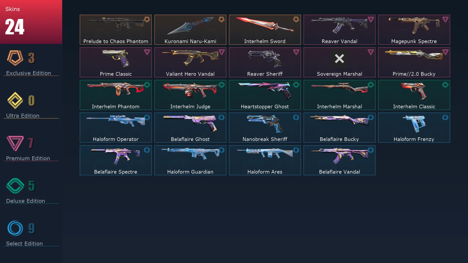 [Valorant] | EU | Level 106 | 29 Agents | 24 Skins