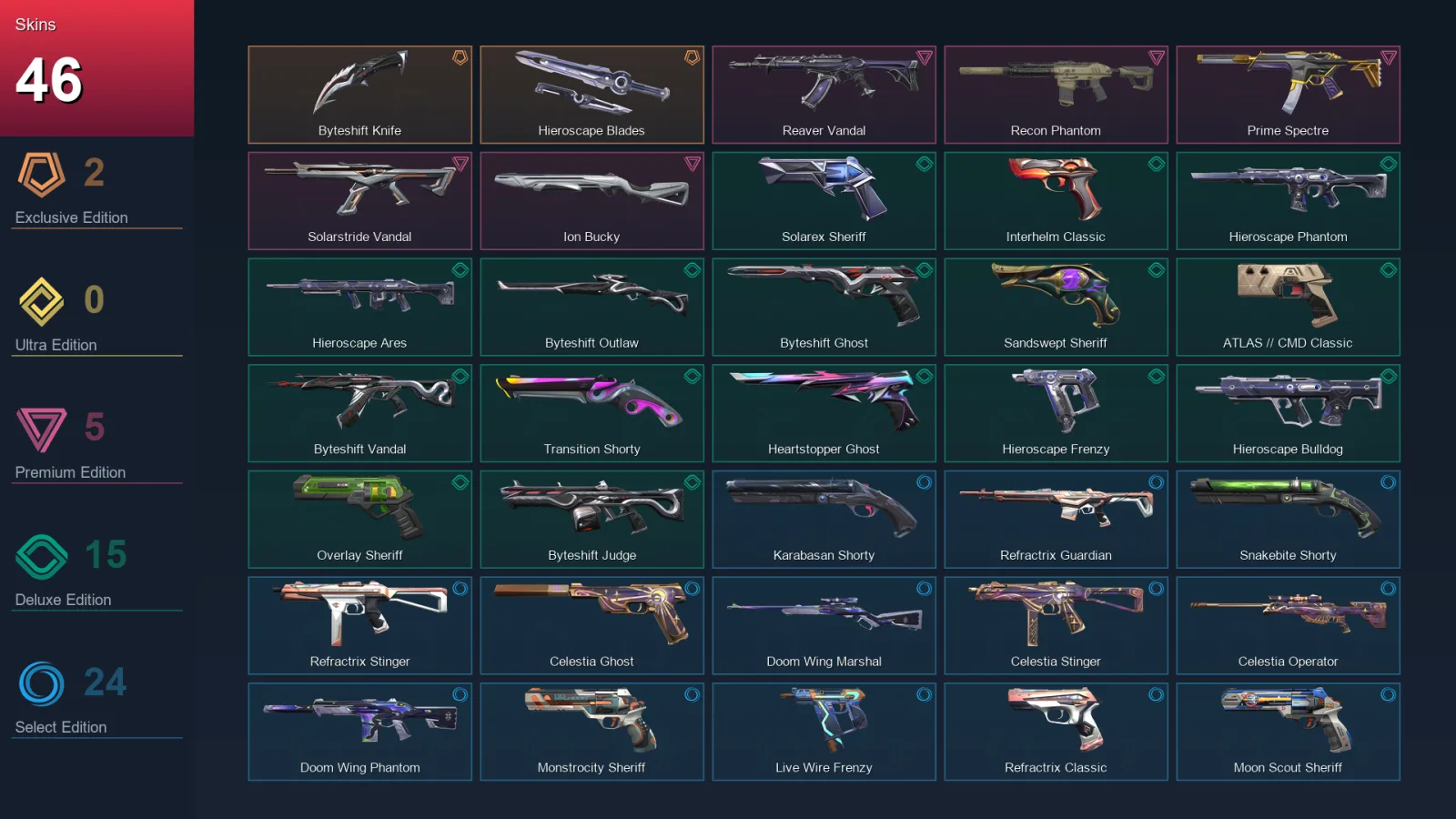 EU | Lv281 | Unranked | 46 Skin | 29 Agent | 120 Buddy