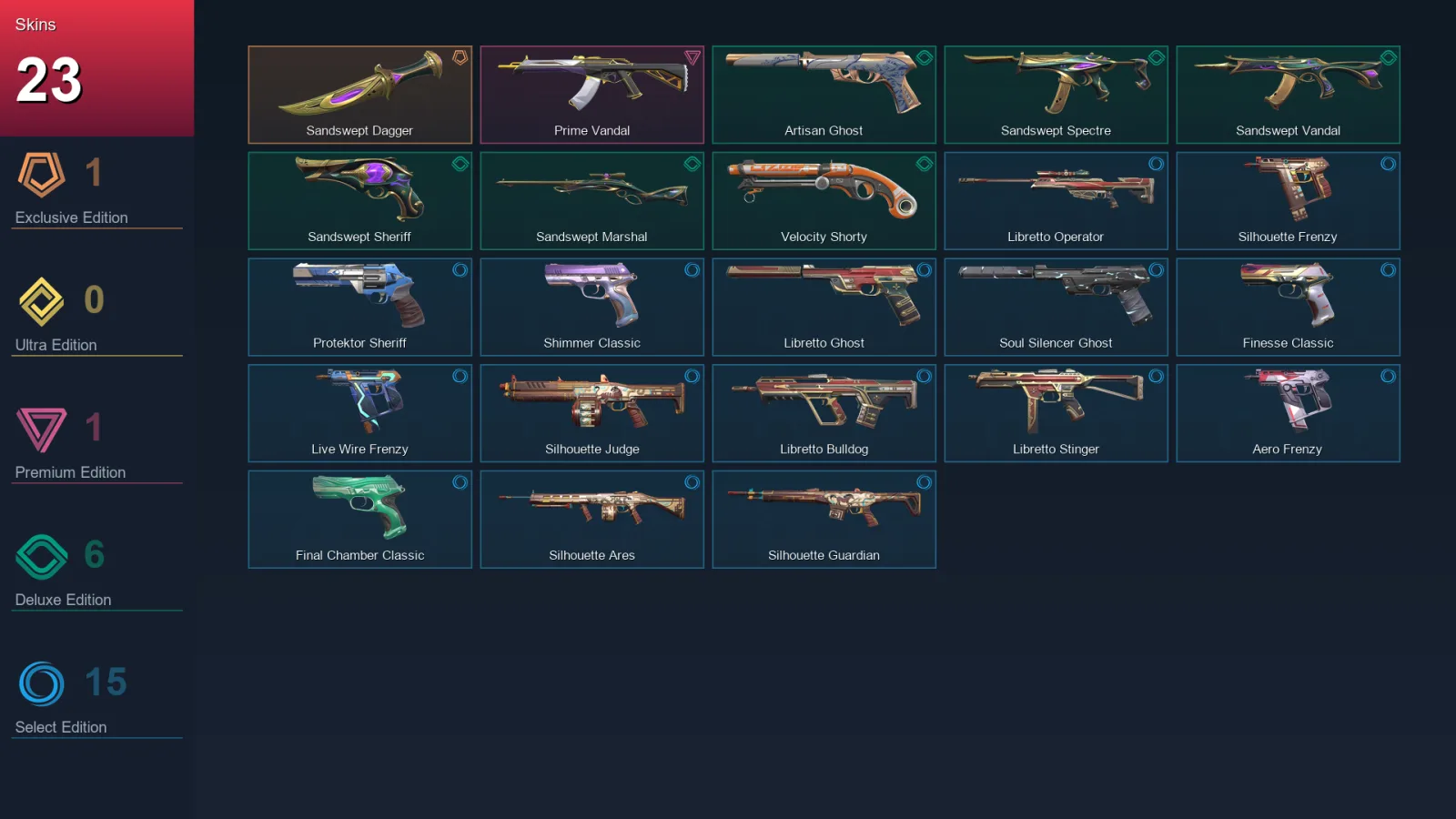AP | Lv162 | Unranked | 23 Skin | 26 Agent | 66 Buddy