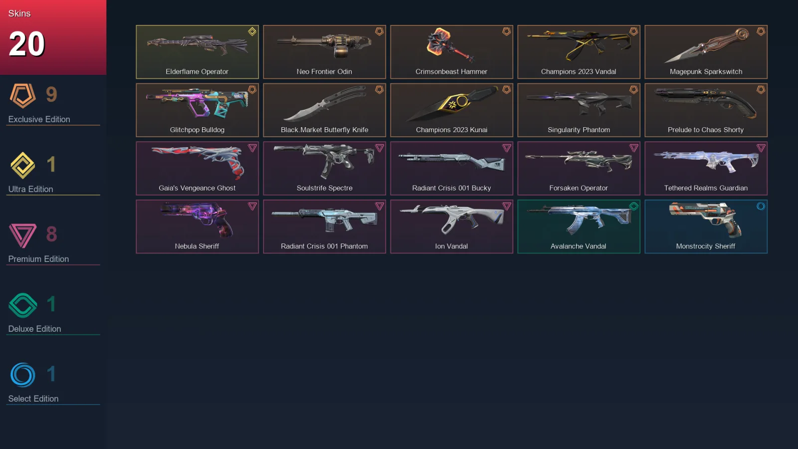 NA | Lv43 | Unranked | 20 Skin | 29 Agent | 13 Buddy