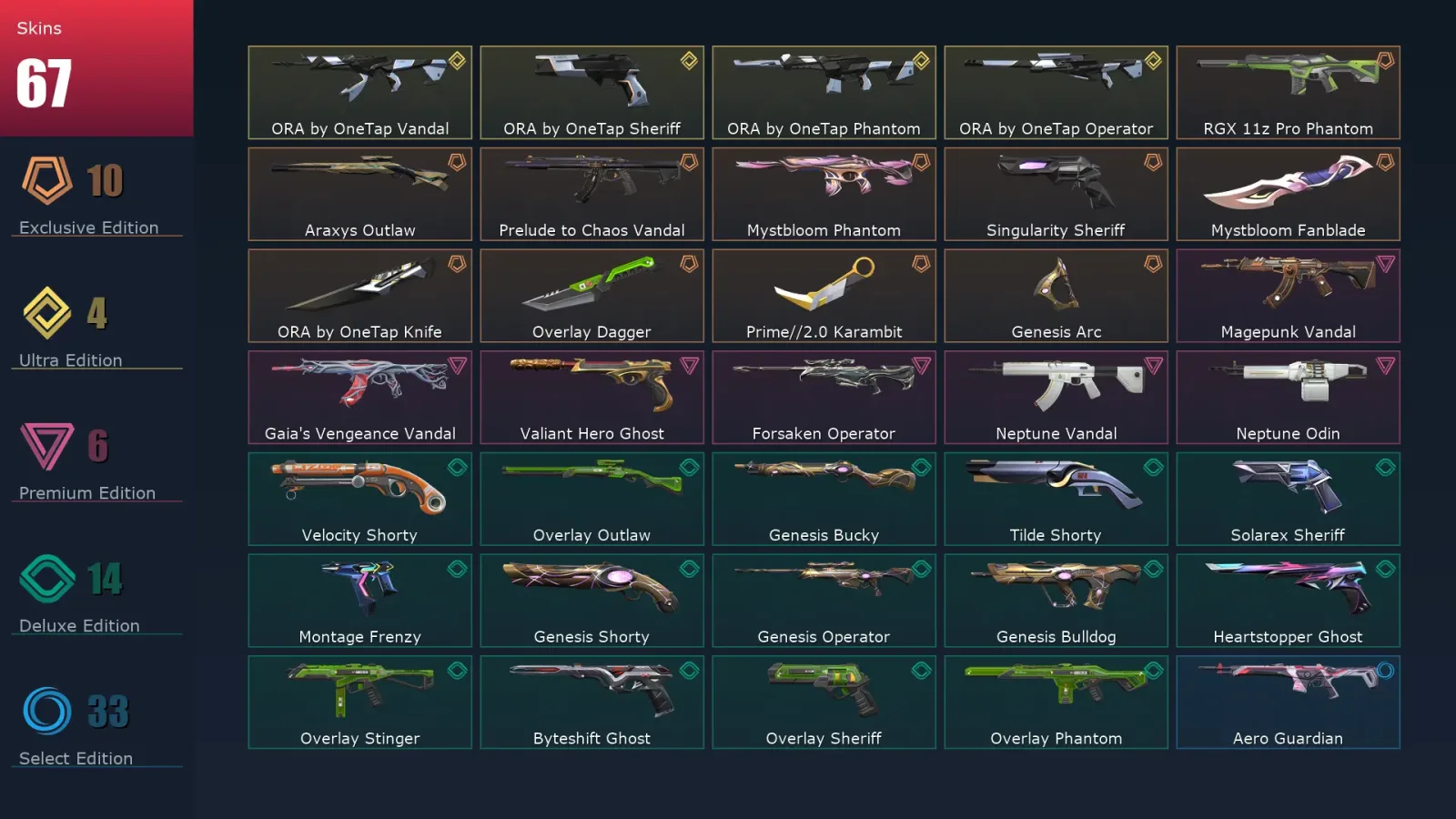 [Valorant] | EU | Level 310 | 28 Agents | 67 Skins — Valorant account