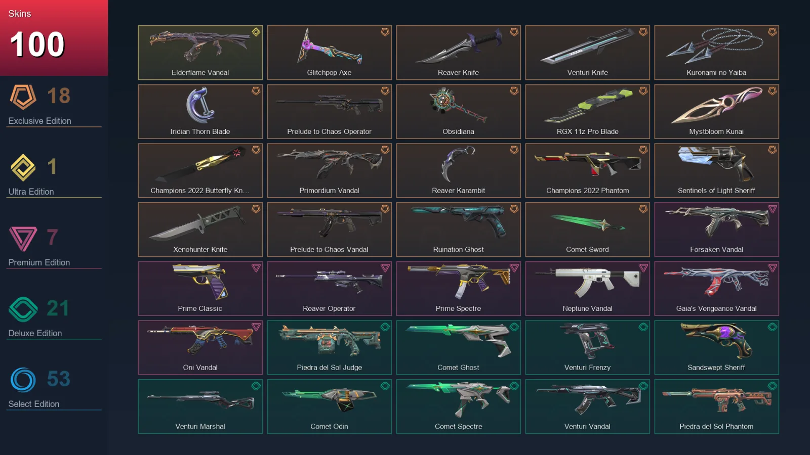 EU | Lv496 | Unranked | 100 Skin | 27 Agent | 140 Buddy