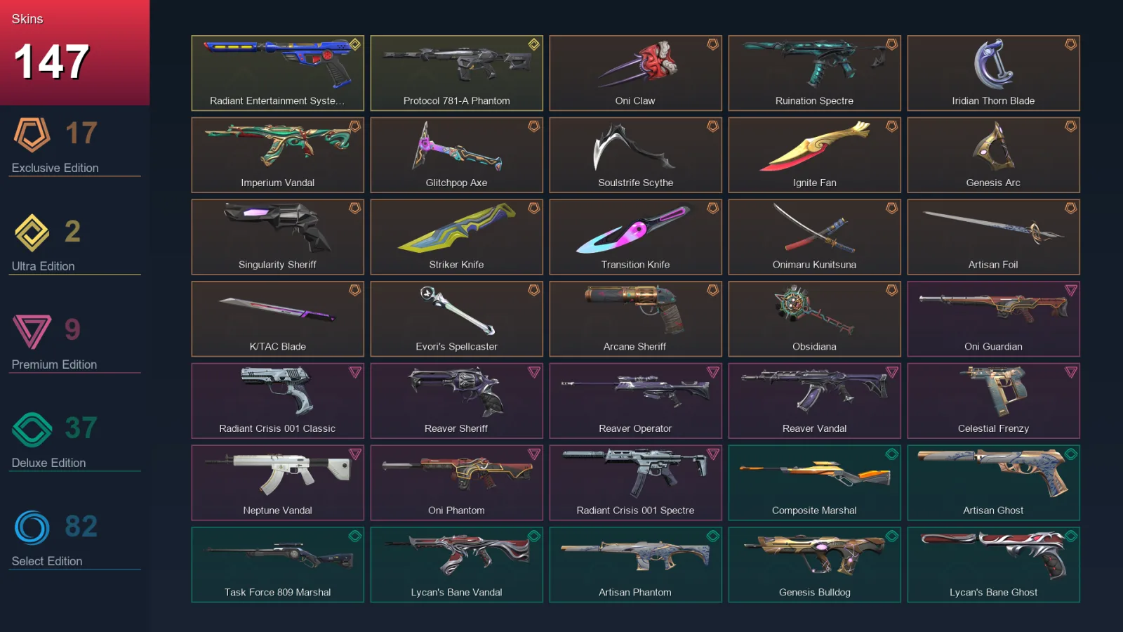 AP | Lv250 | Unranked | 147 Skin | 27 Agent | 153 Buddy — Valorant account