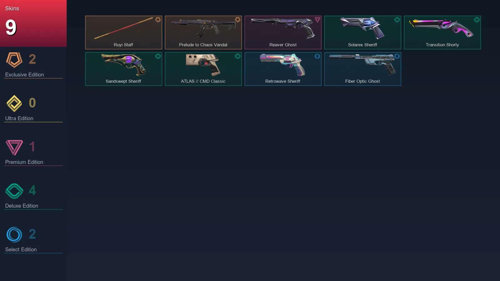AP | Lv134 | Unranked | 9 Skin | 27 Agent | 45 Buddy