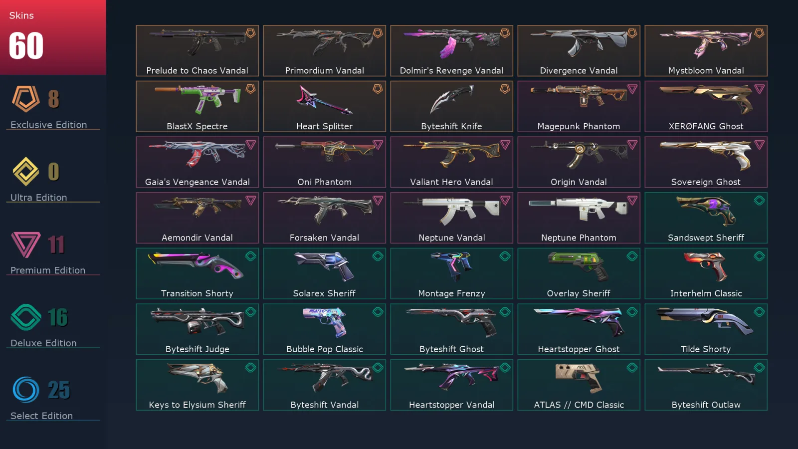 [Valorant] | EU | Level 426 | 29 Agents | 60 Skins