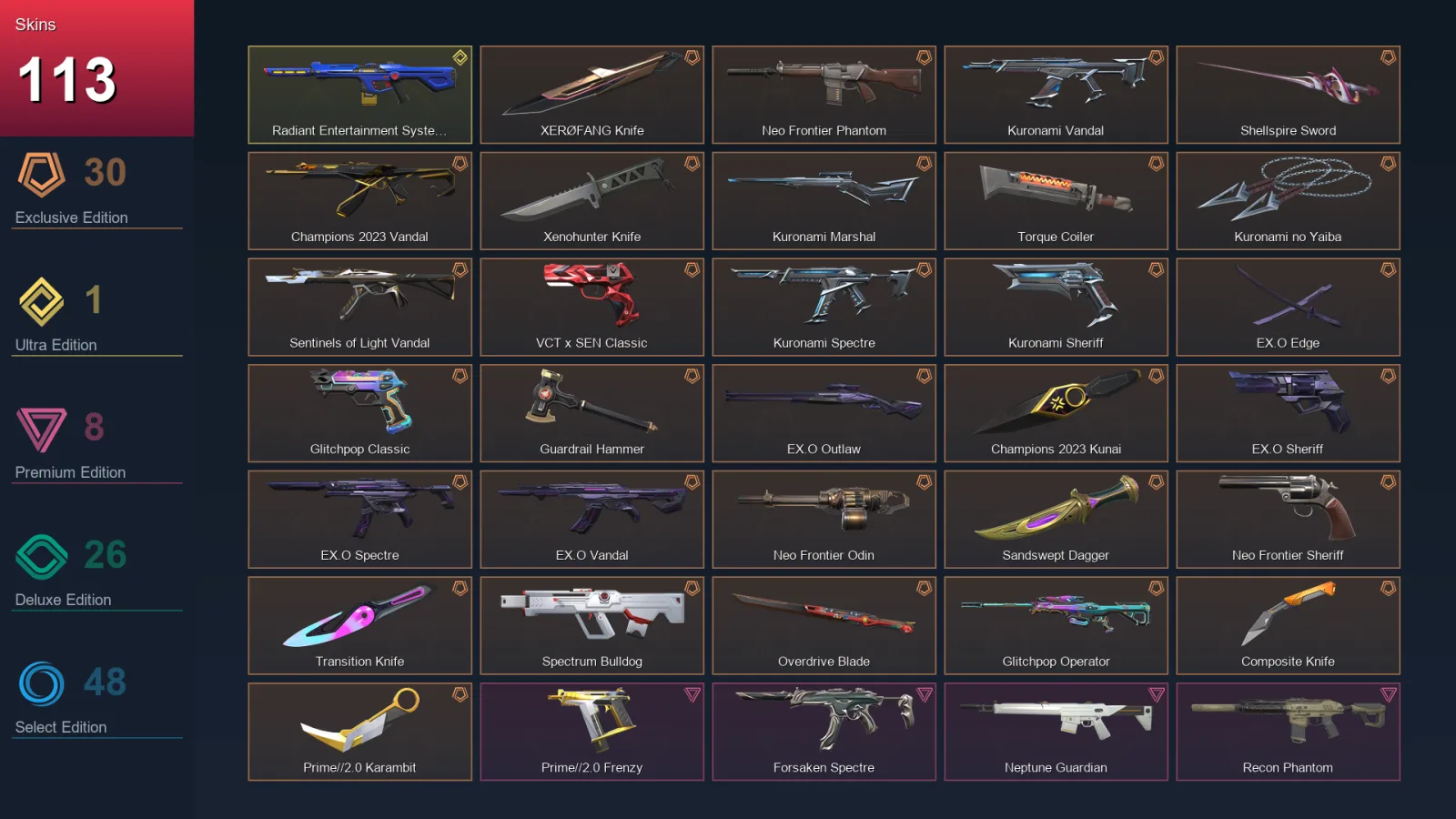 AP | Lv239 | Unranked | 113 Skin | 28 Agent | 95 Buddy