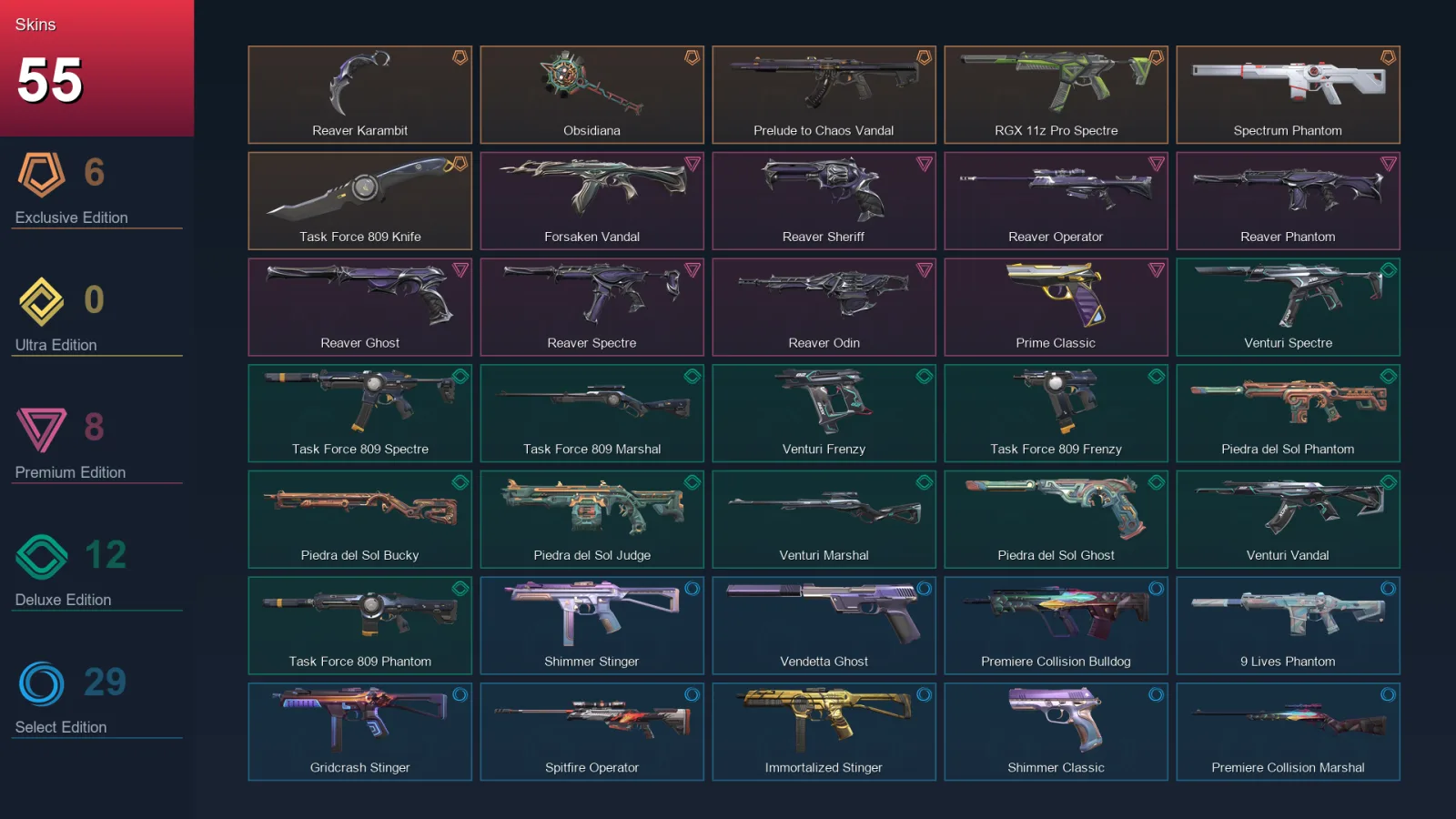 EU | Lv159 | Unranked | 55 Skin | 23 Agent | 91 Buddy