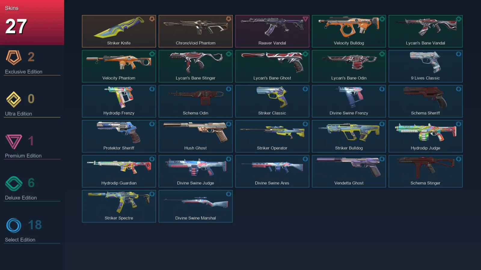 AP | Lv83 | Unranked | 27 Skin | 12 Agent | 41 Buddy