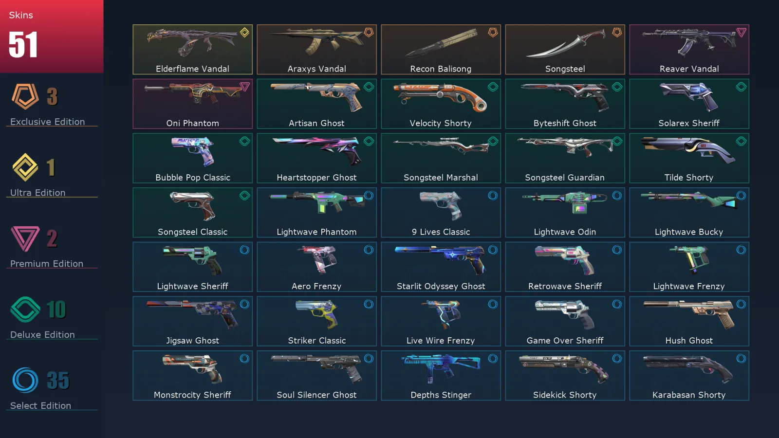 [Valorant] | EU | Level 449 | Gold 1 | 29 Agents | 51 Skins