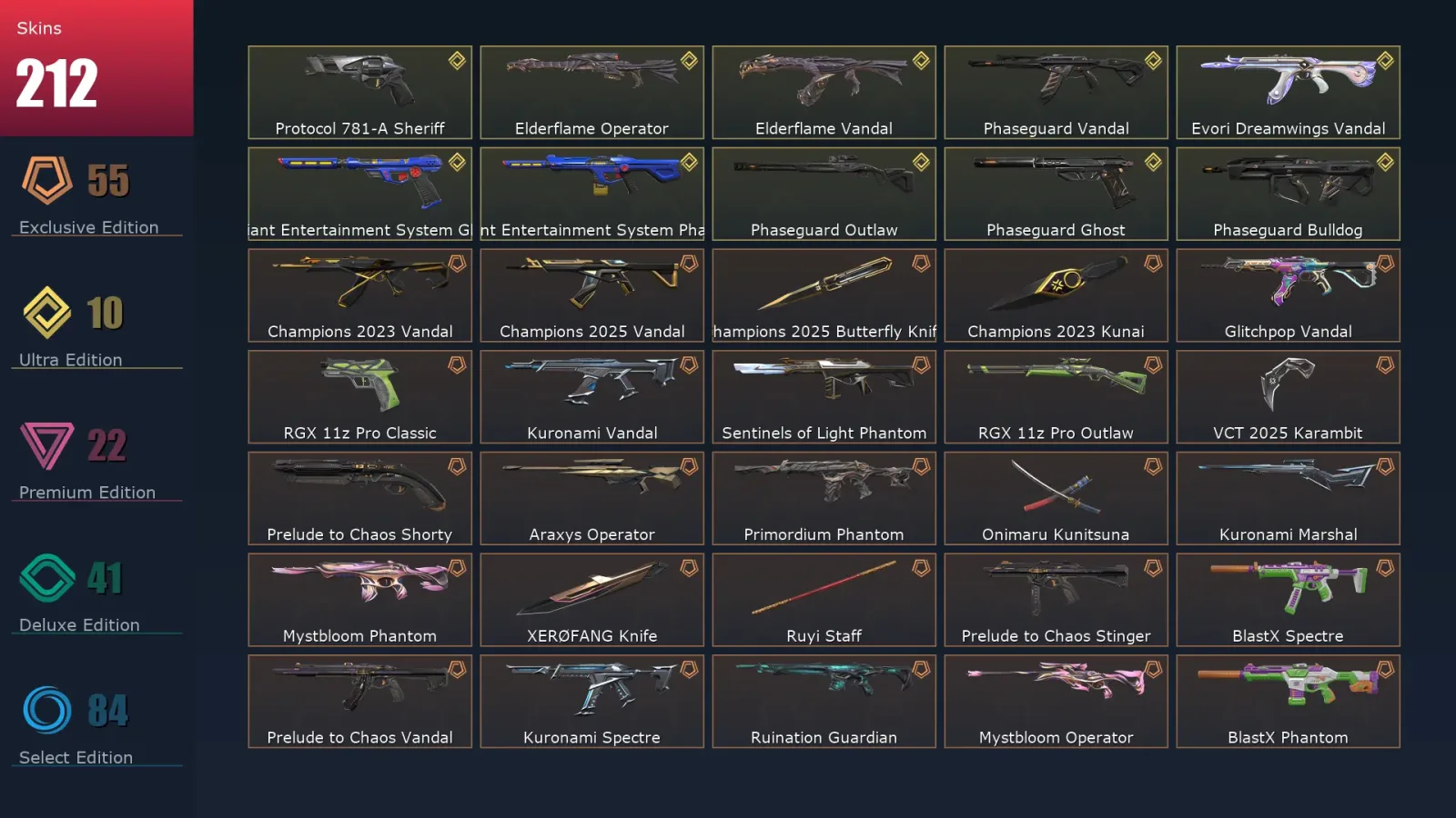 [Valorant] | EU | Level 239 | 29 Agents | 212 Skins — Valorant account