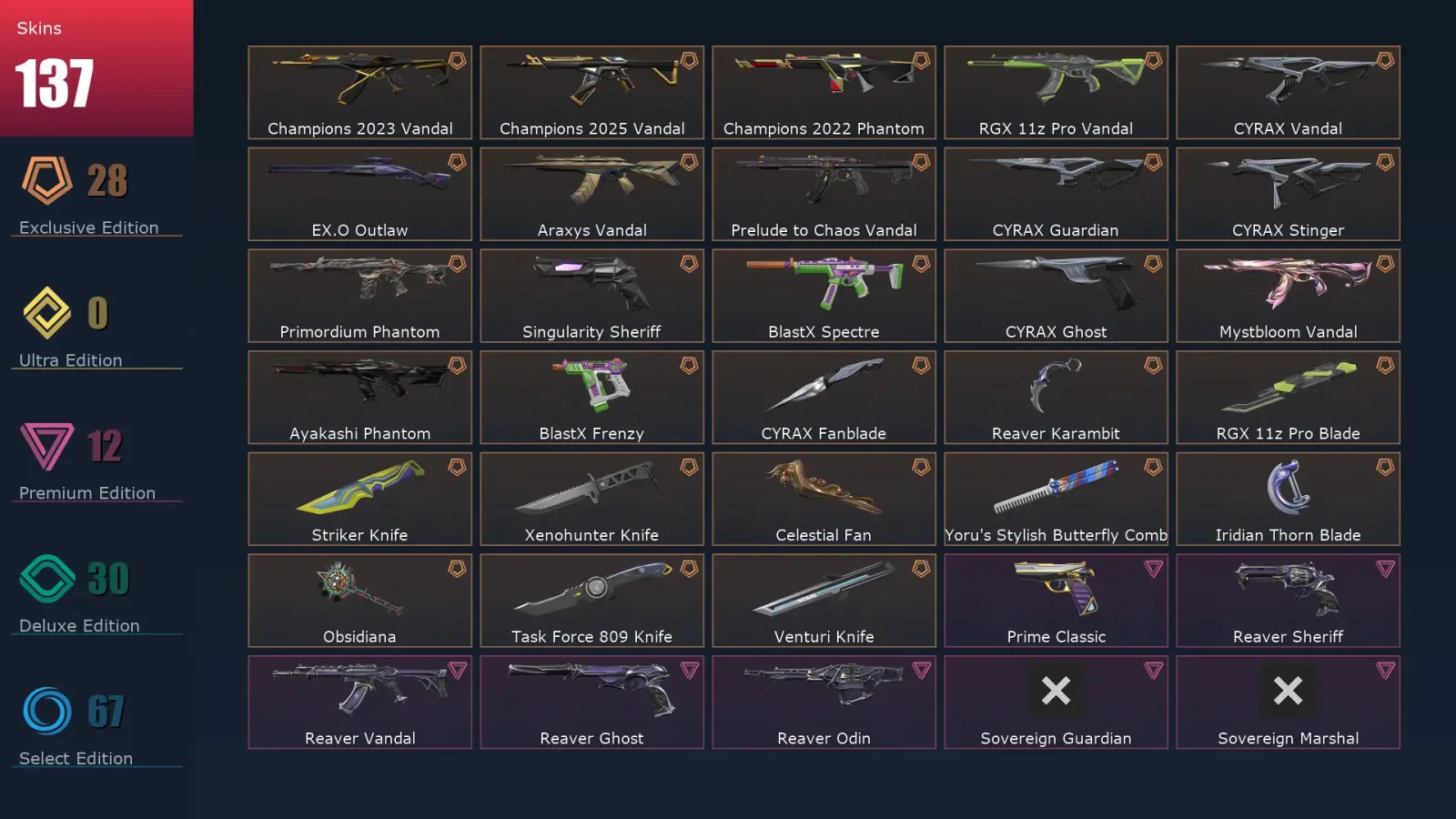 [Valorant] | EU | Level 500 | 29 Agents | 137 Skins — Valorant account
