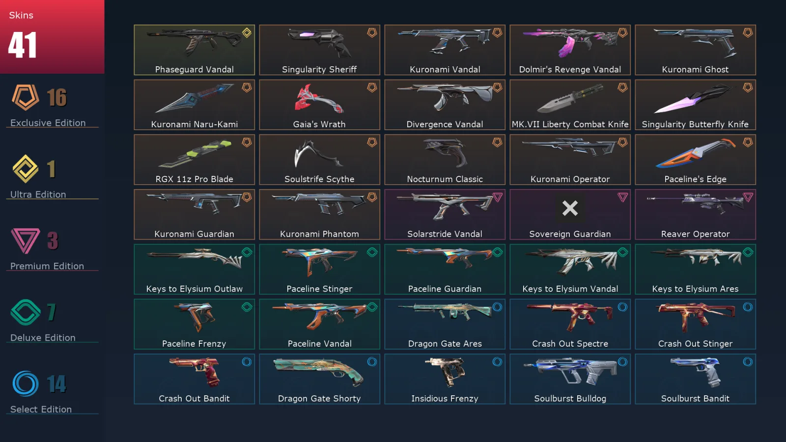 [Valorant] | EU | Level 32 | 11 Agents | 41 Skins