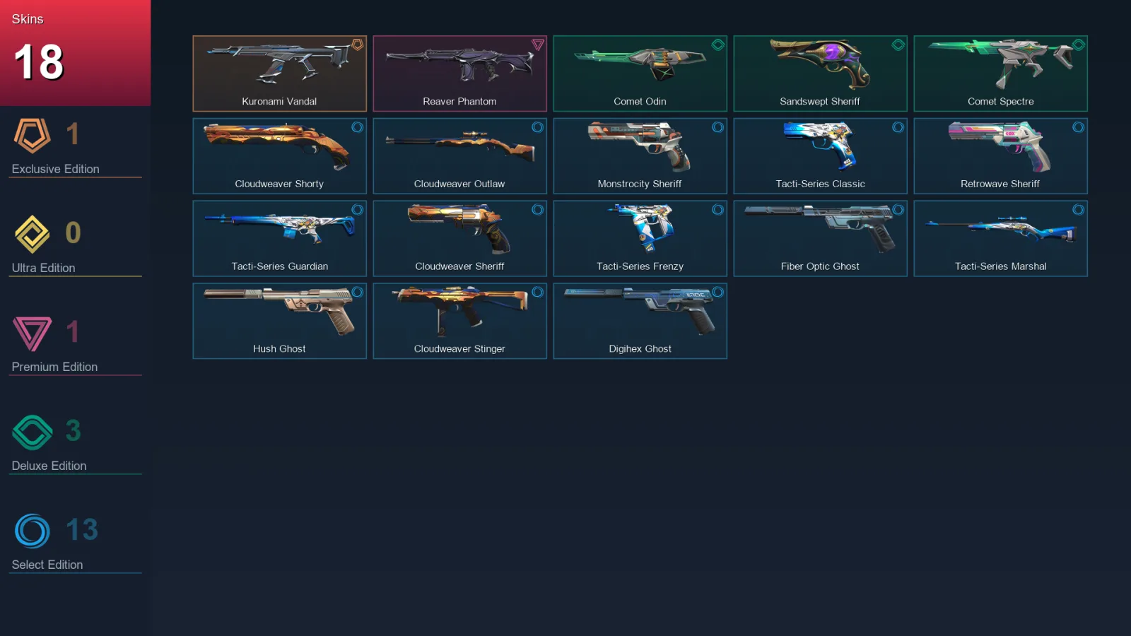 AP | Lv128 | Unranked | 18 Skin | 24 Agent | 43 Buddy